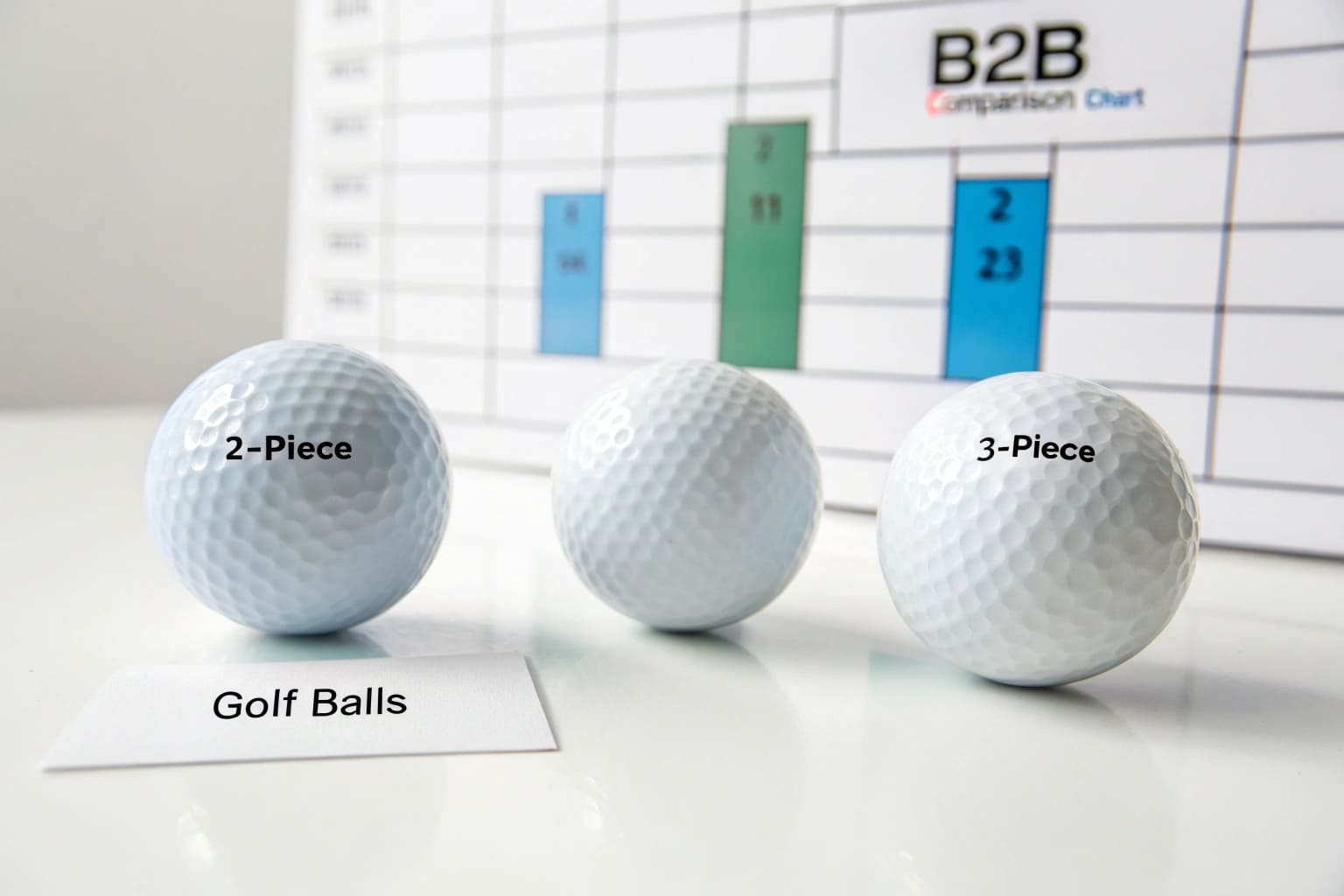 2-piece and 3-piece golf balls with B2B comparison chart for OEM buyers