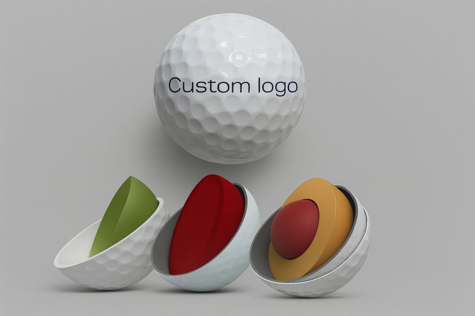 custom logo golf ball with multi-layer core cross-sections for OEM wholesale buyers