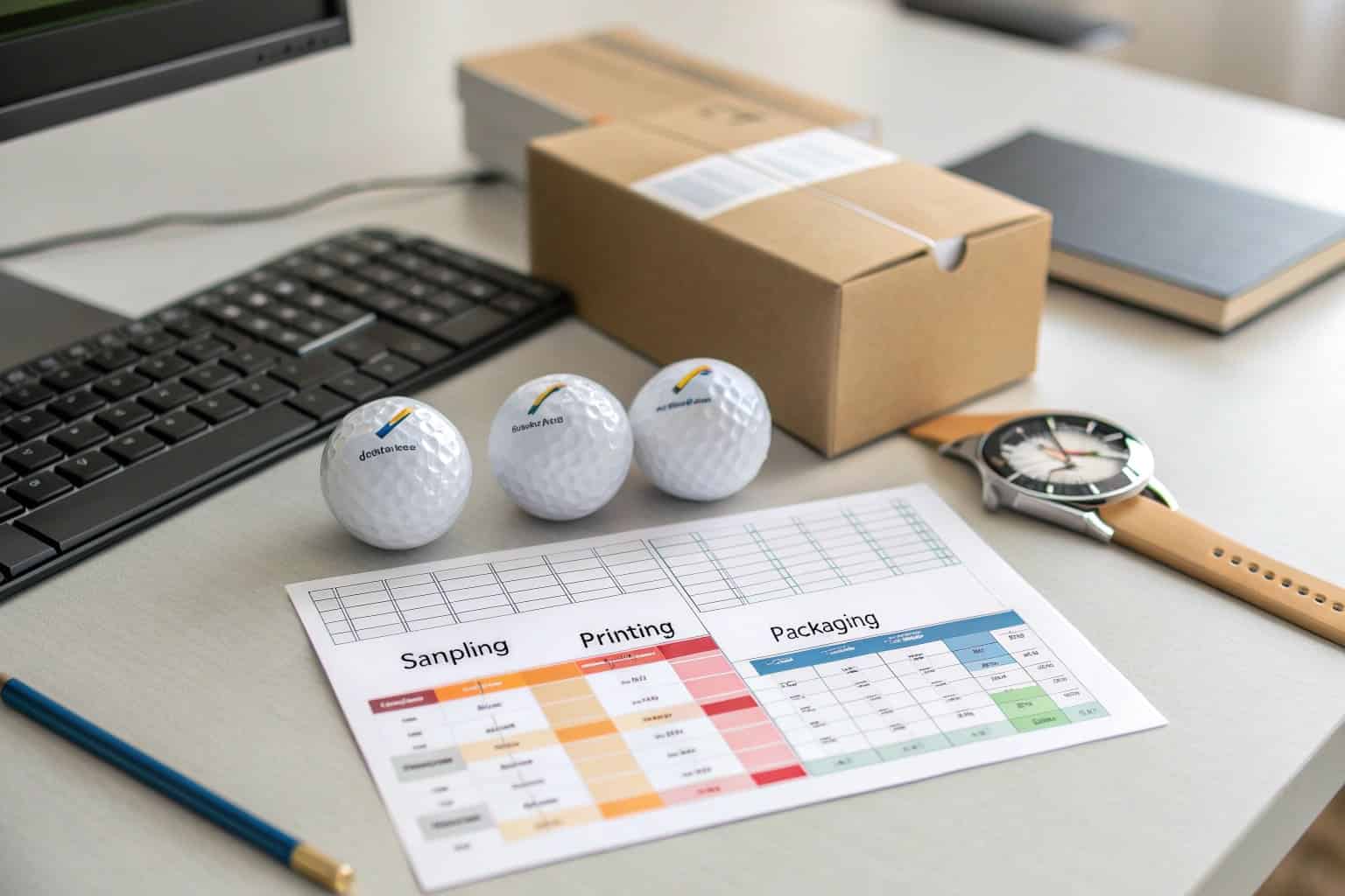 custom logo golf balls with packaging and print chart