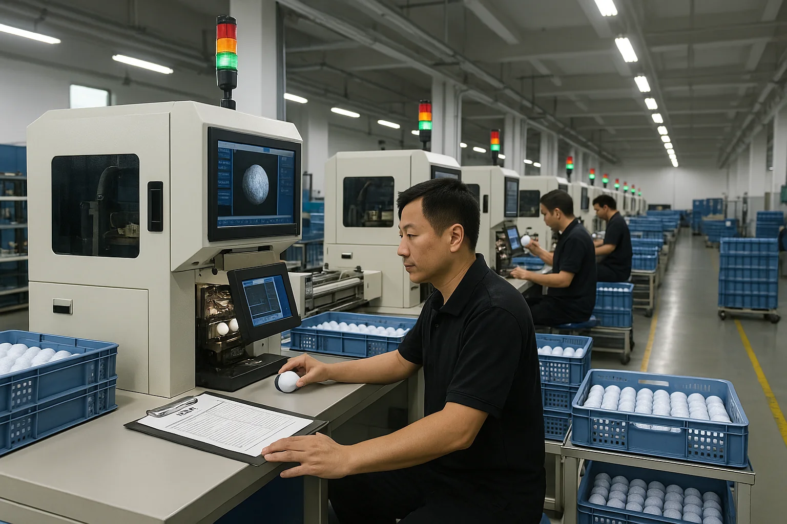 automated golf ball inspection in Chinese factory production line