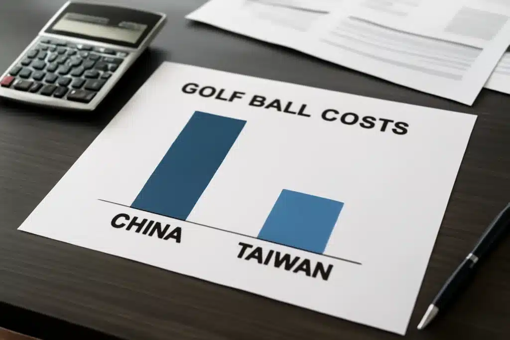 golf ball production cost comparison chart for China and Taiwan