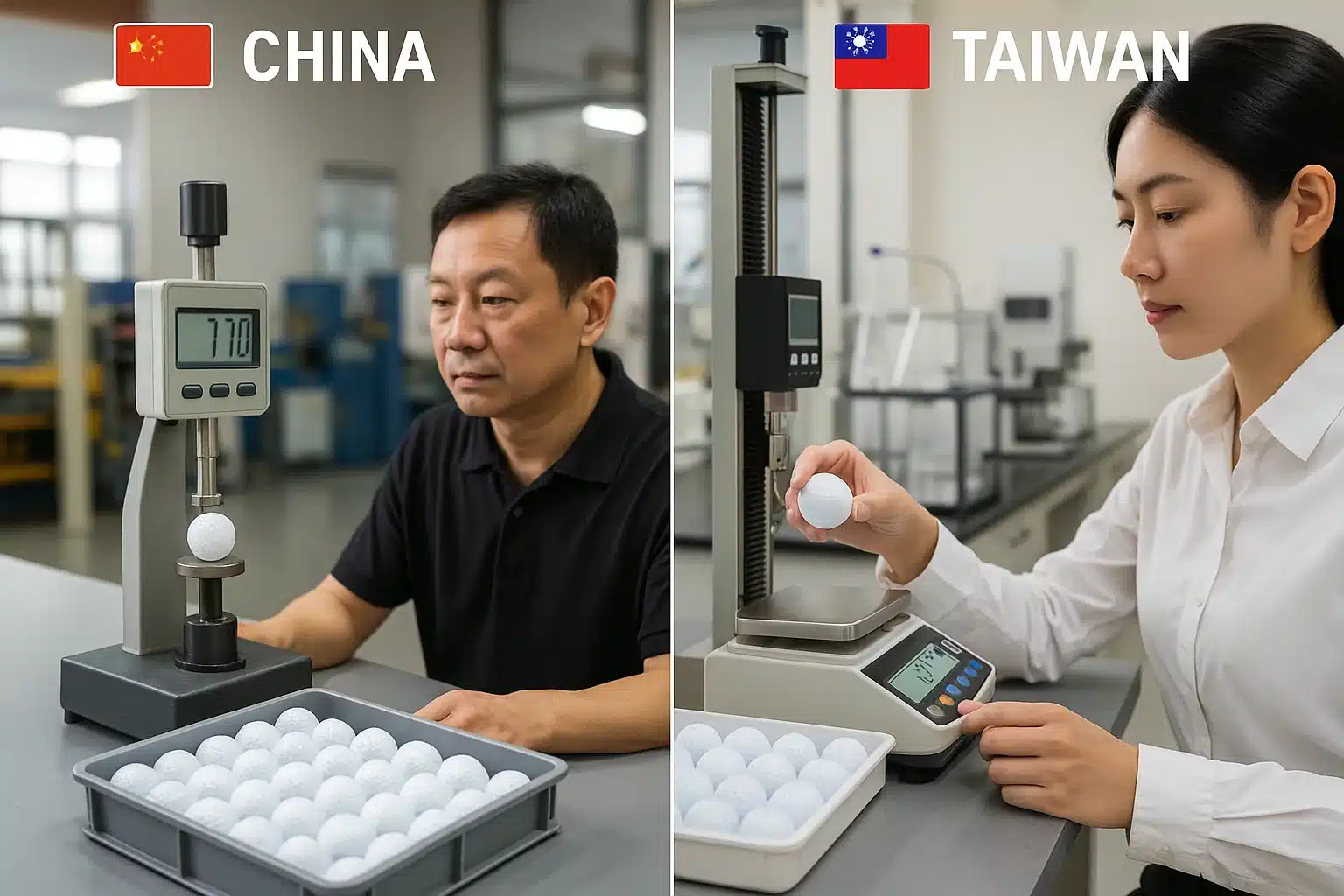 golf ball production cost comparison chart for China and Taiwan