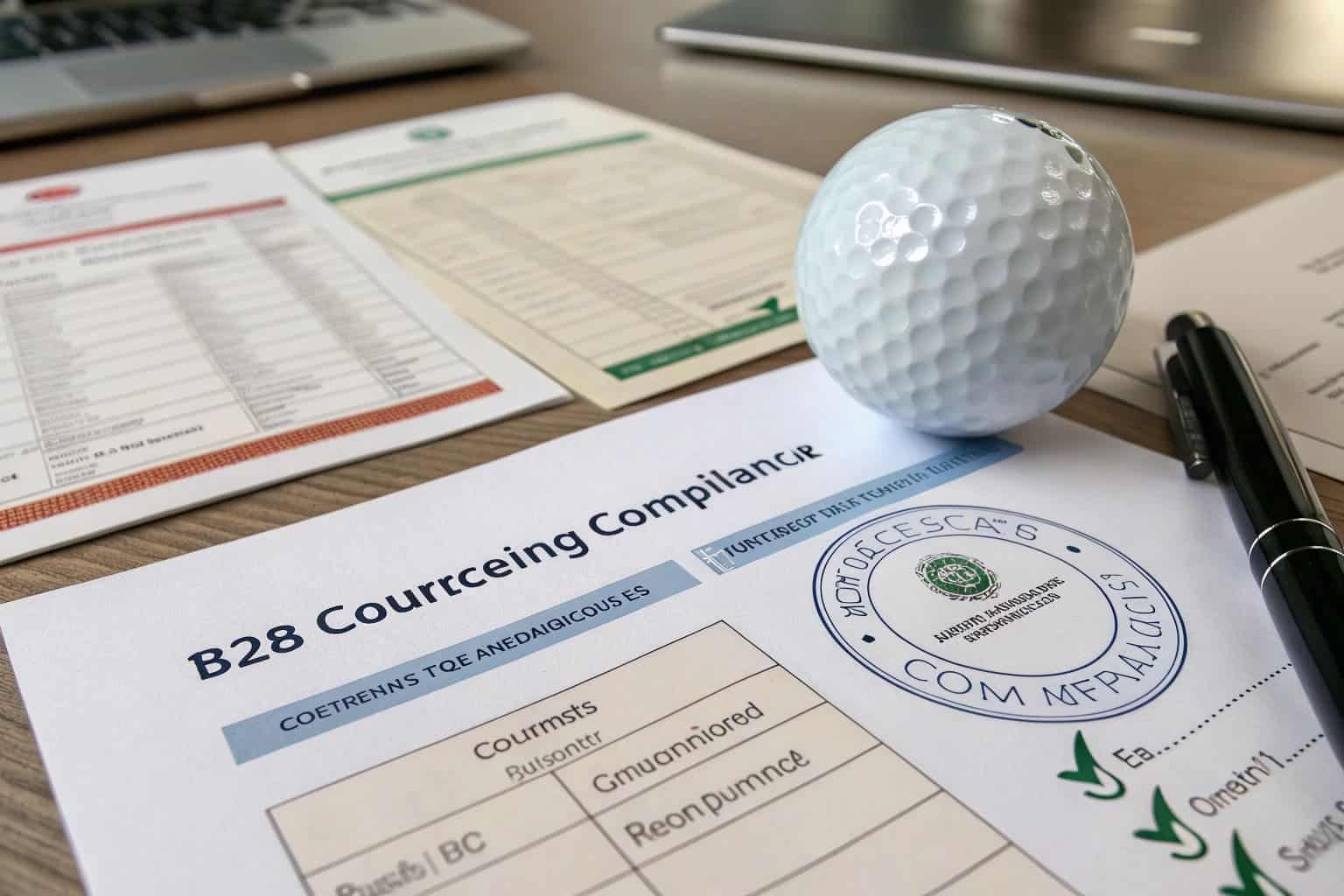golf ball on B2B sourcing compliance paperwork