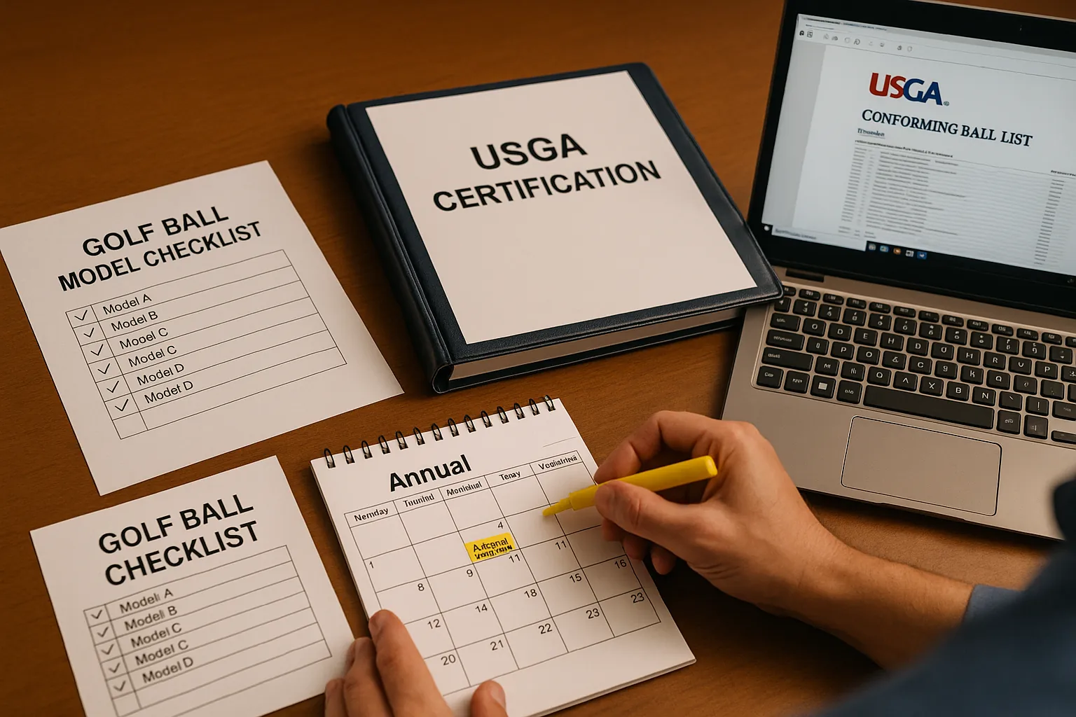 golf ball certification process with checklist and USGA documents