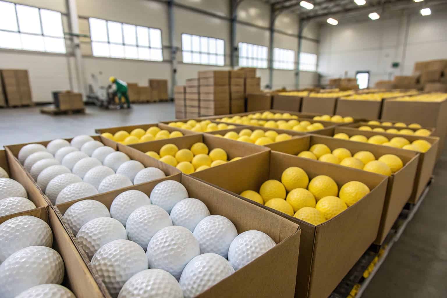 bulk white and yellow golf balls in factory packaging for wholesale export