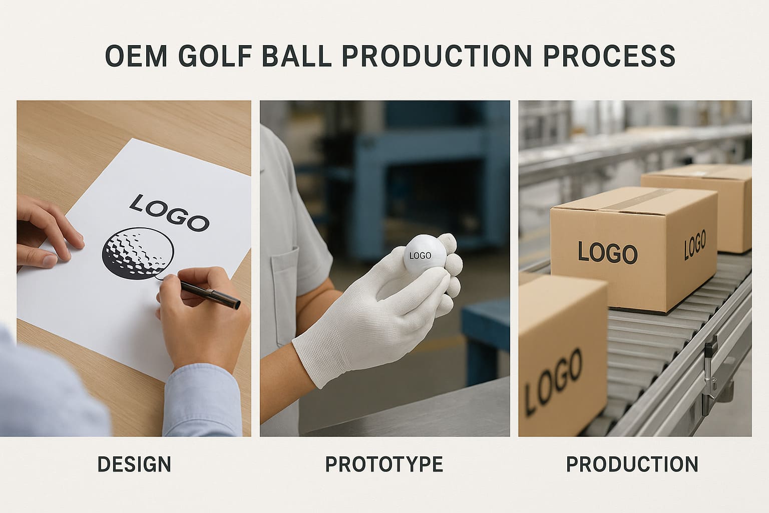 OEM golf ball production process from logo design to packaging
