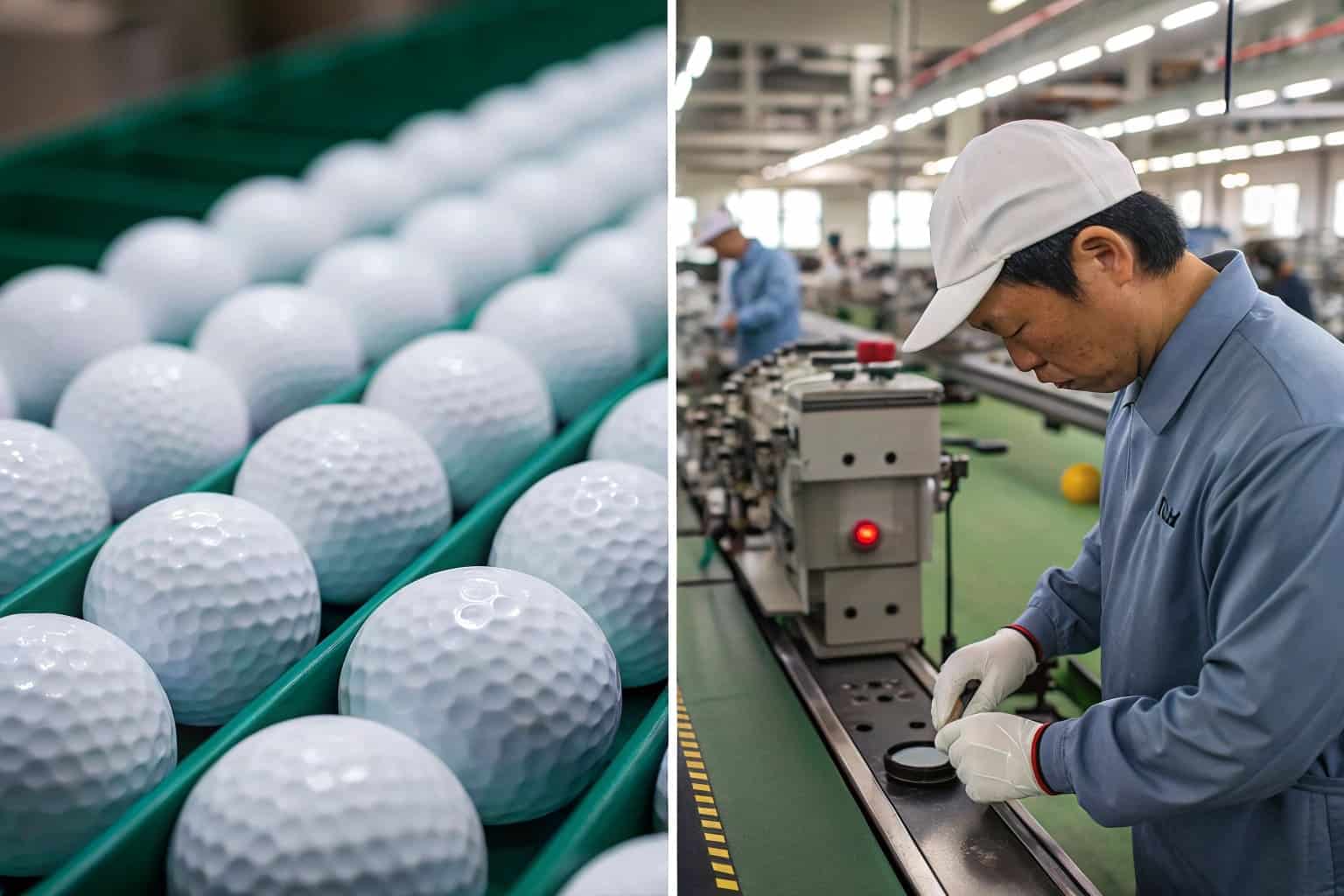 OEM golf balls in production at Chinese factory