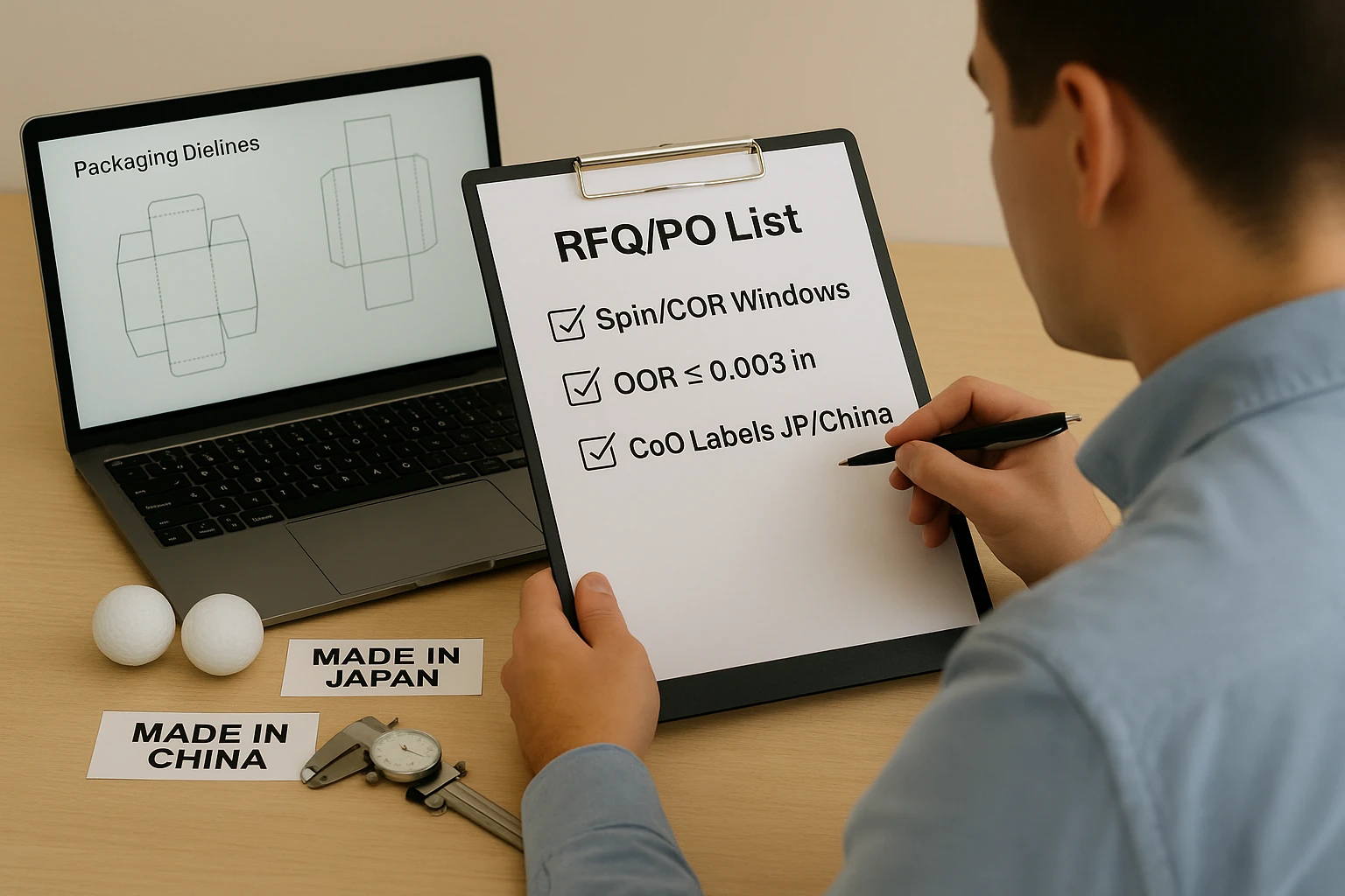 RFQ checklist for OEM golf balls with Japan and China CoO labels
