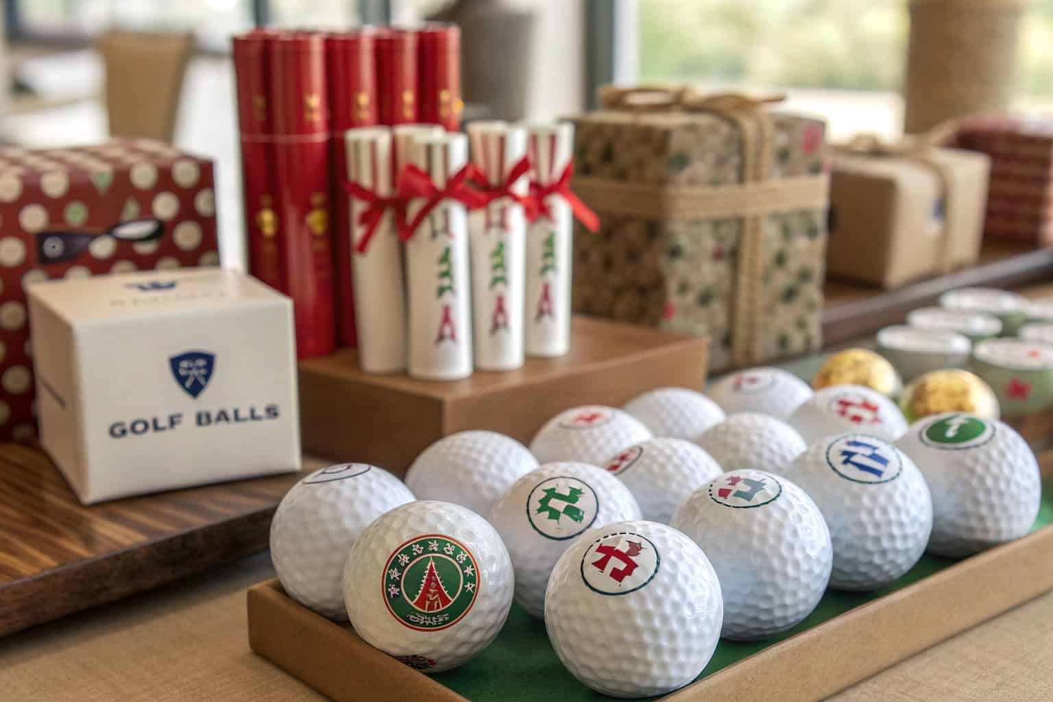 printed golf balls and gift packaging display