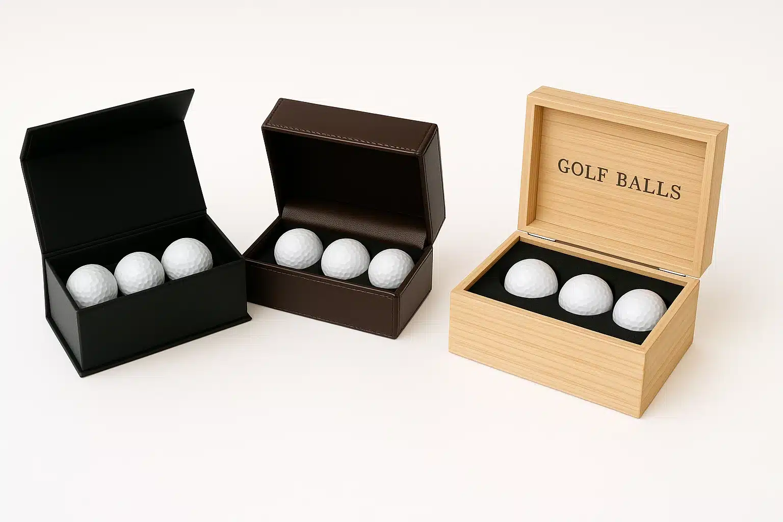 branded golf balls in luxury gift boxes for corporate use