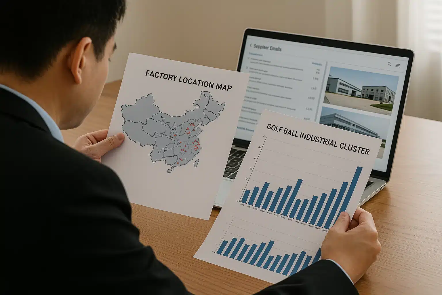 China golf ball manufacturing map and production data charts