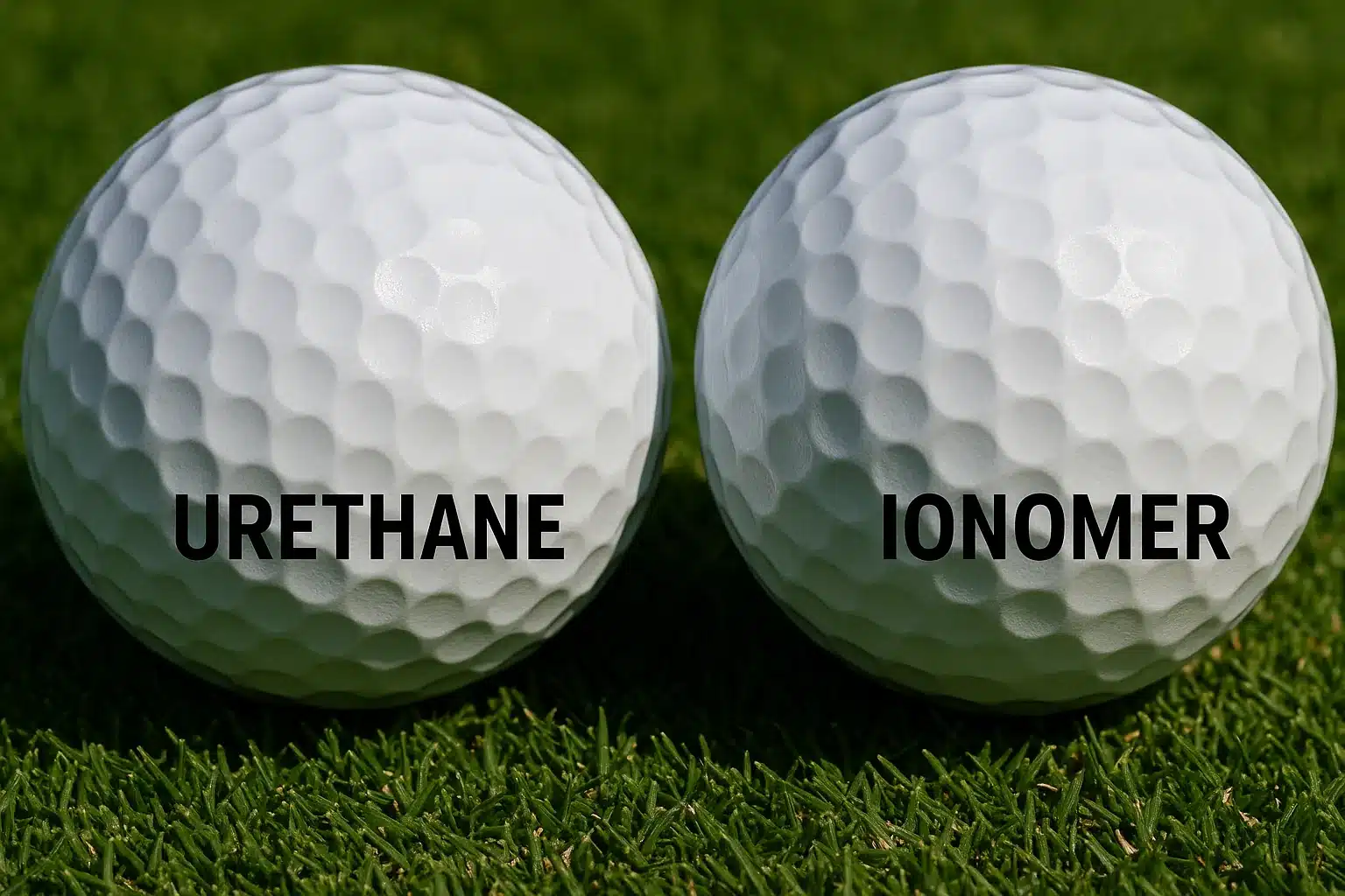 urethane vs ionomer golf ball cover comparison on grass