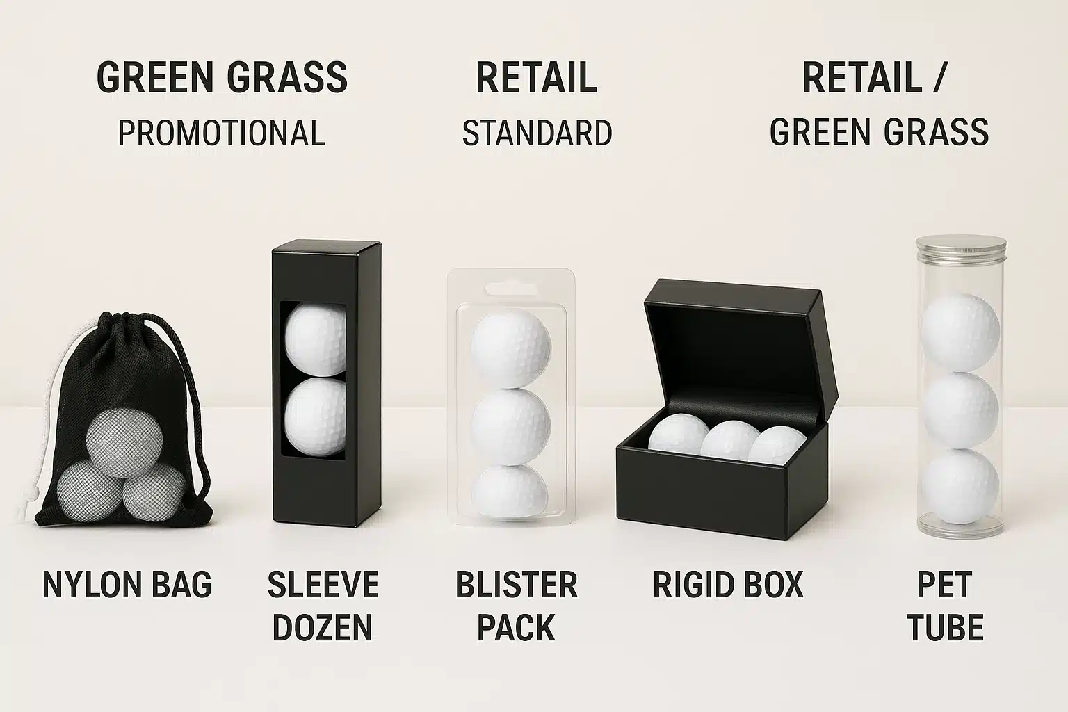 golf ball packaging types for retail and promotional use