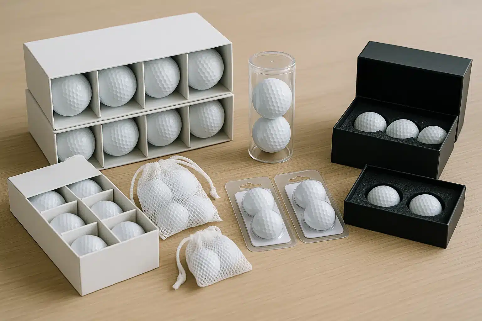 OEM golf balls in assorted packaging for wholesale orders