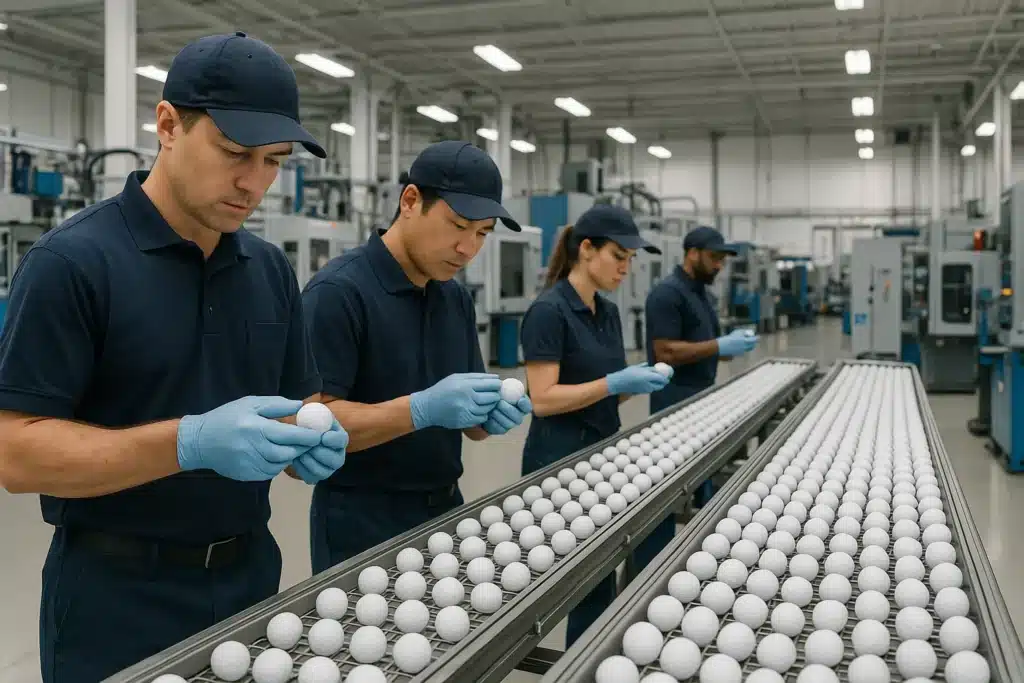 OEM golf balls quality inspection in modern factory