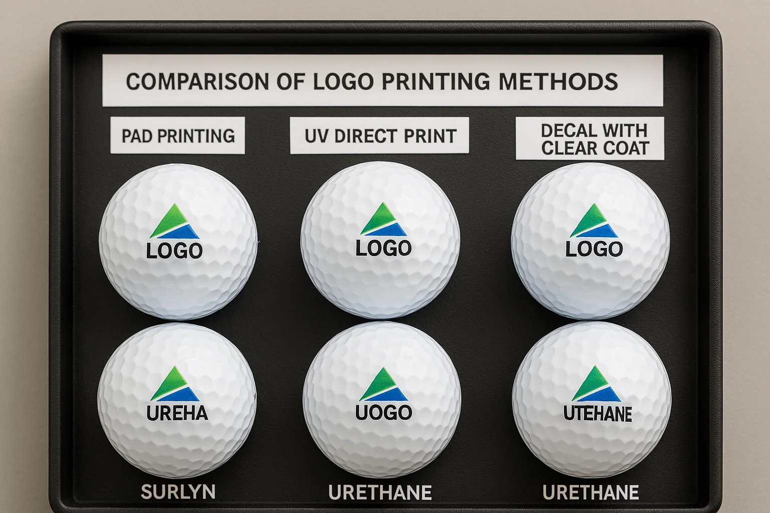 golf ball logo printing comparison of logo printing methods on OEM golf balls