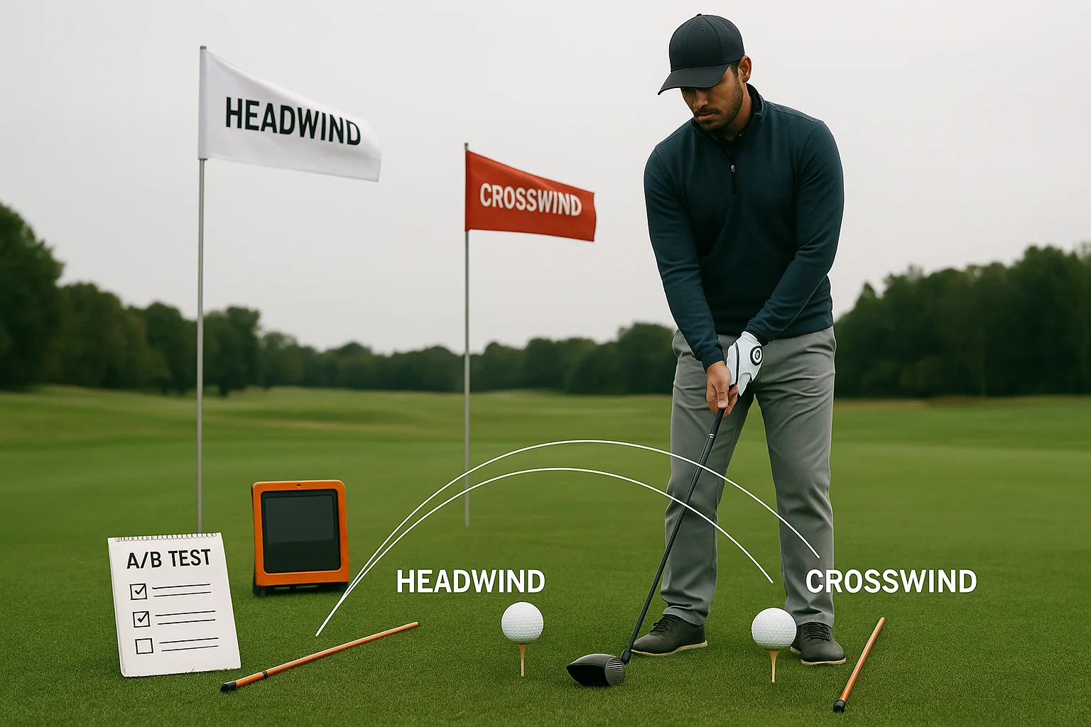 OEM golf balls wind performance A/B test with launch monitor for quality control