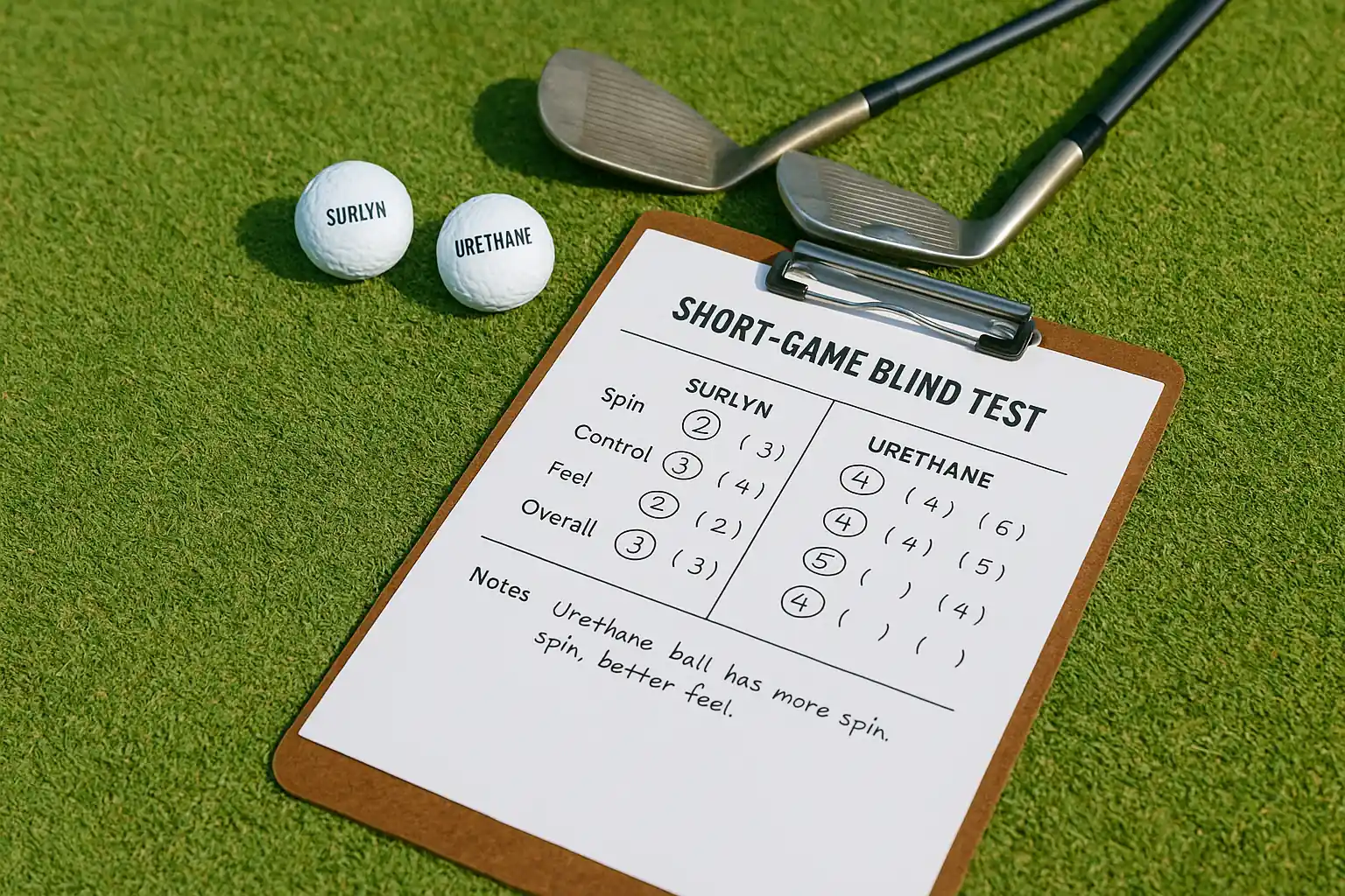 golf ball test results short game blind test results comparing surlyn vs urethane golf balls