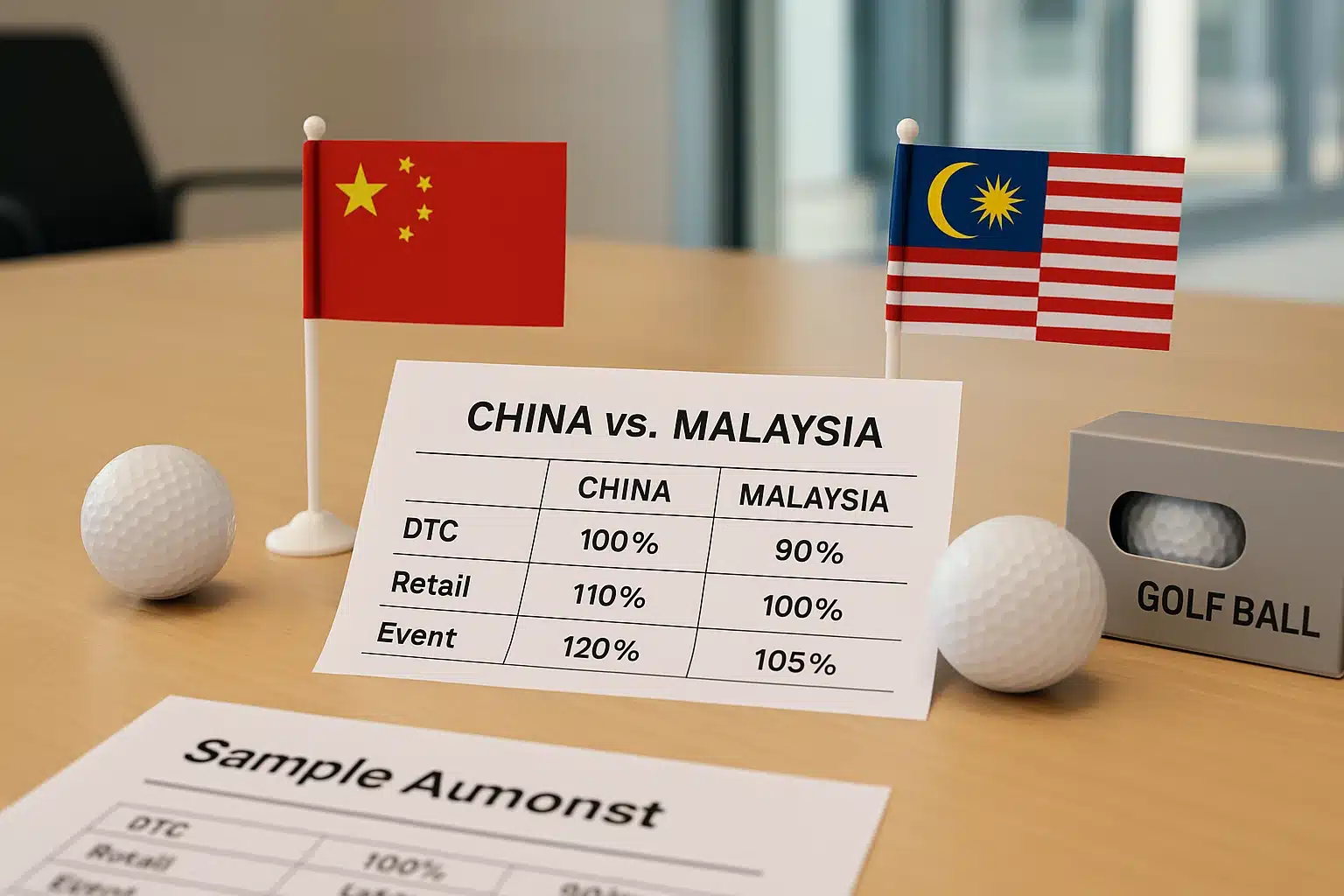 China vs Malaysia golf ball pricing comparison for OEM buyers