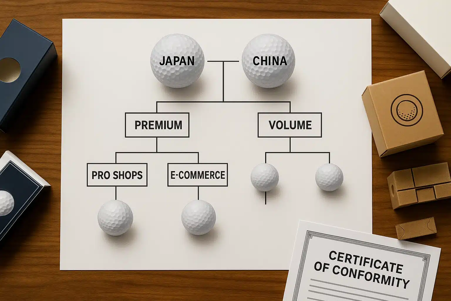 golf ball market segmentation Japan premium vs China volume for B2B buyers