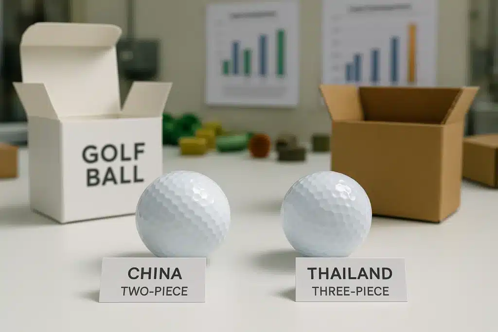 two-piece and three-piece golf balls with packaging for wholesale buyers