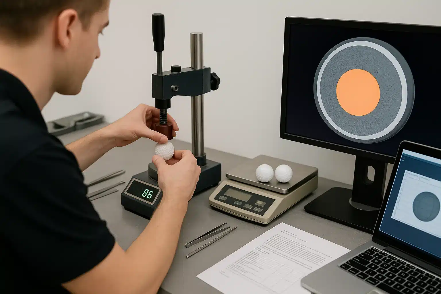 golf ball compression testing in factory lab with OEM quality control for export buyers