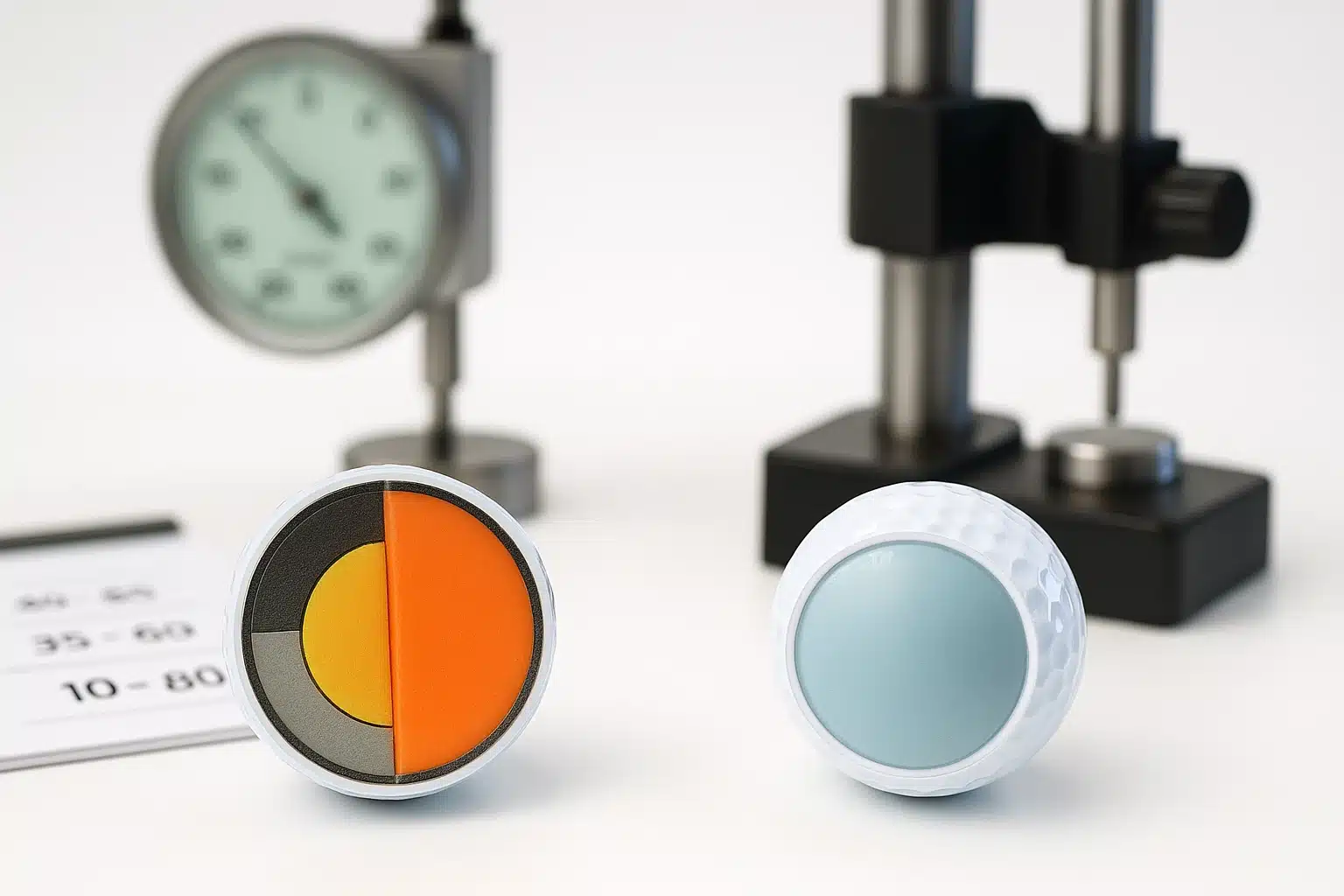 OEM multilayer golf balls cross section of multilayer golf balls for OEM testing in factory lab
