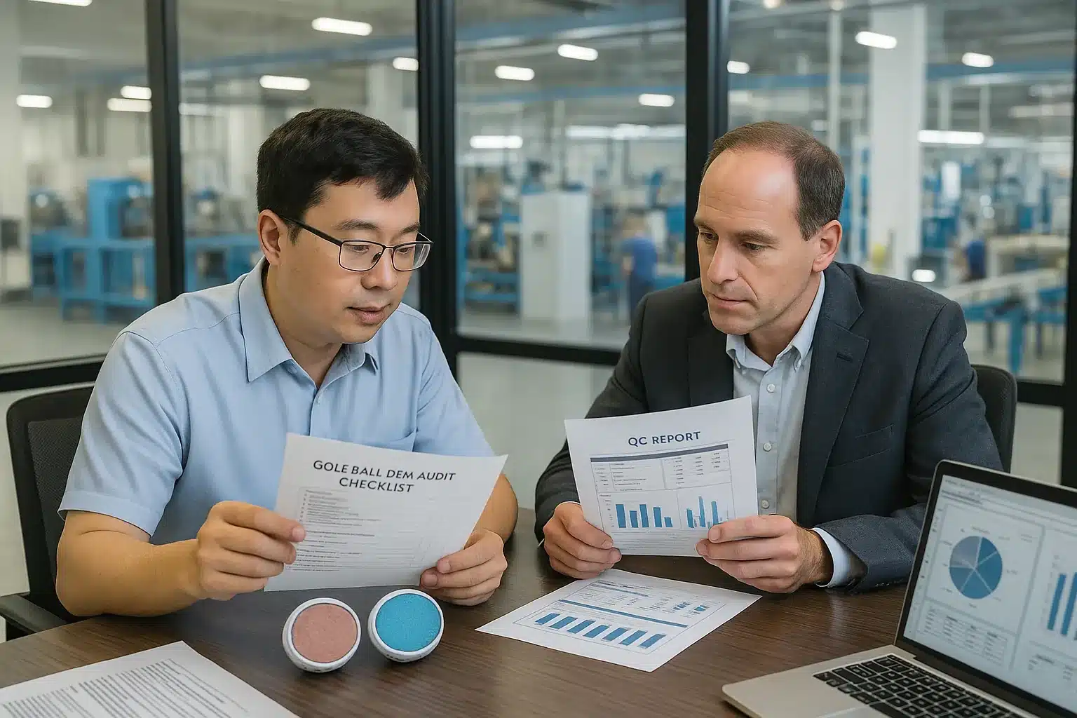 golf balls OEM quality OEM golf ball samples reviewed in factory meeting for export quality control and wholesale buyers