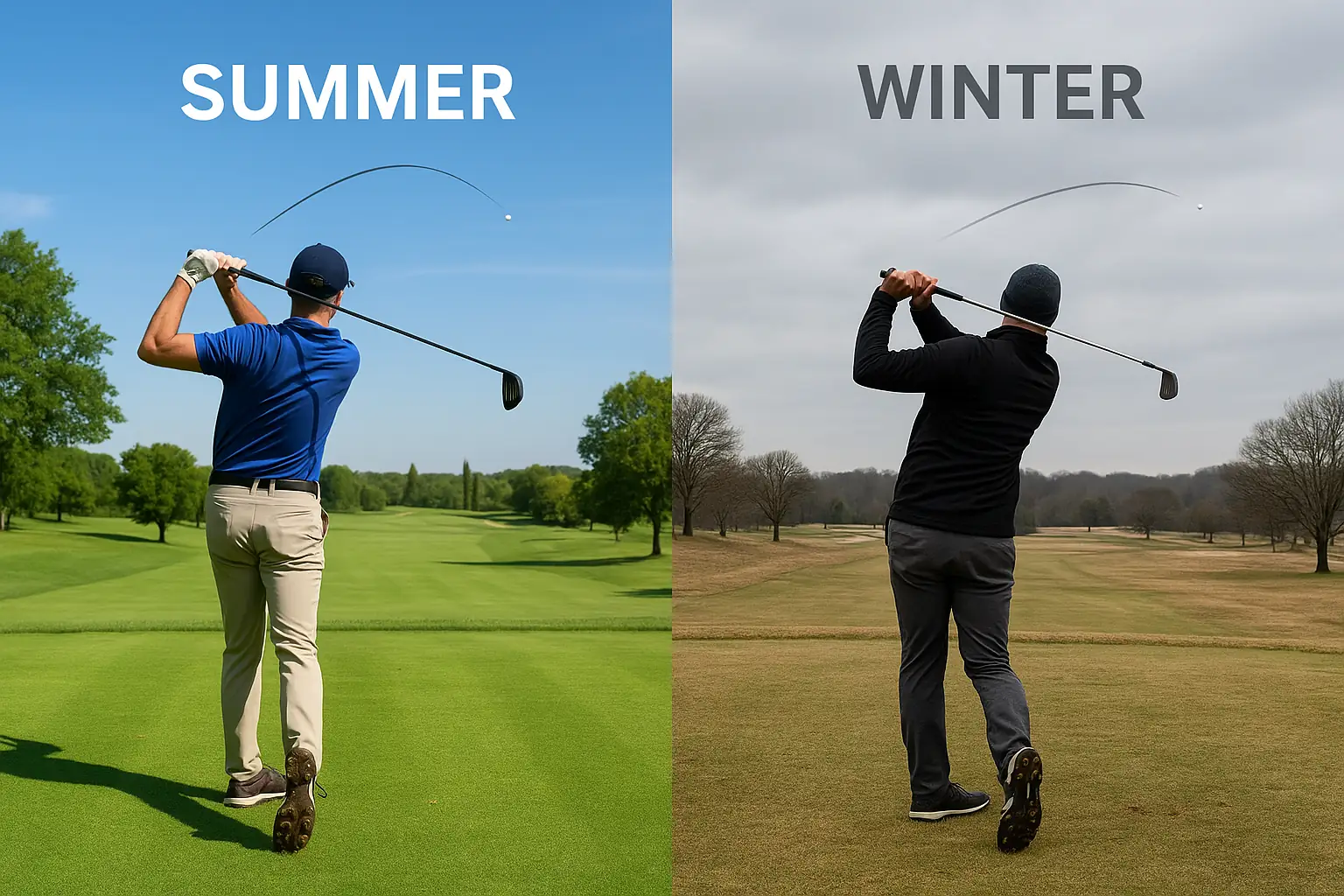 golfers testing OEM golf balls in summer and winter conditions for performance consistency