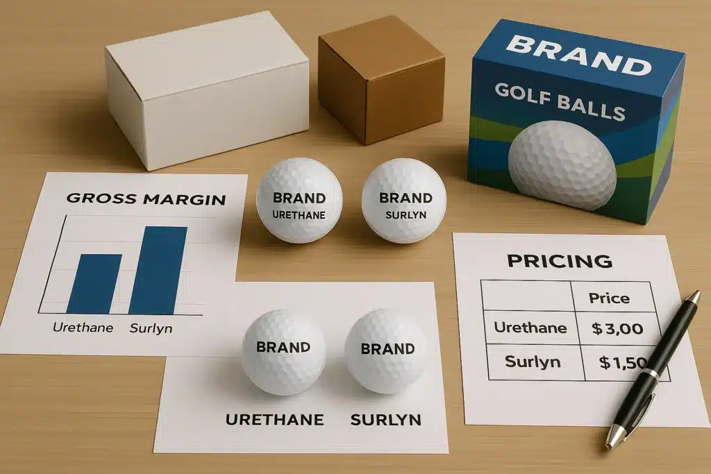 OEM urethane and surlyn golf balls with pricing and margin comparison sheets for wholesale buyers