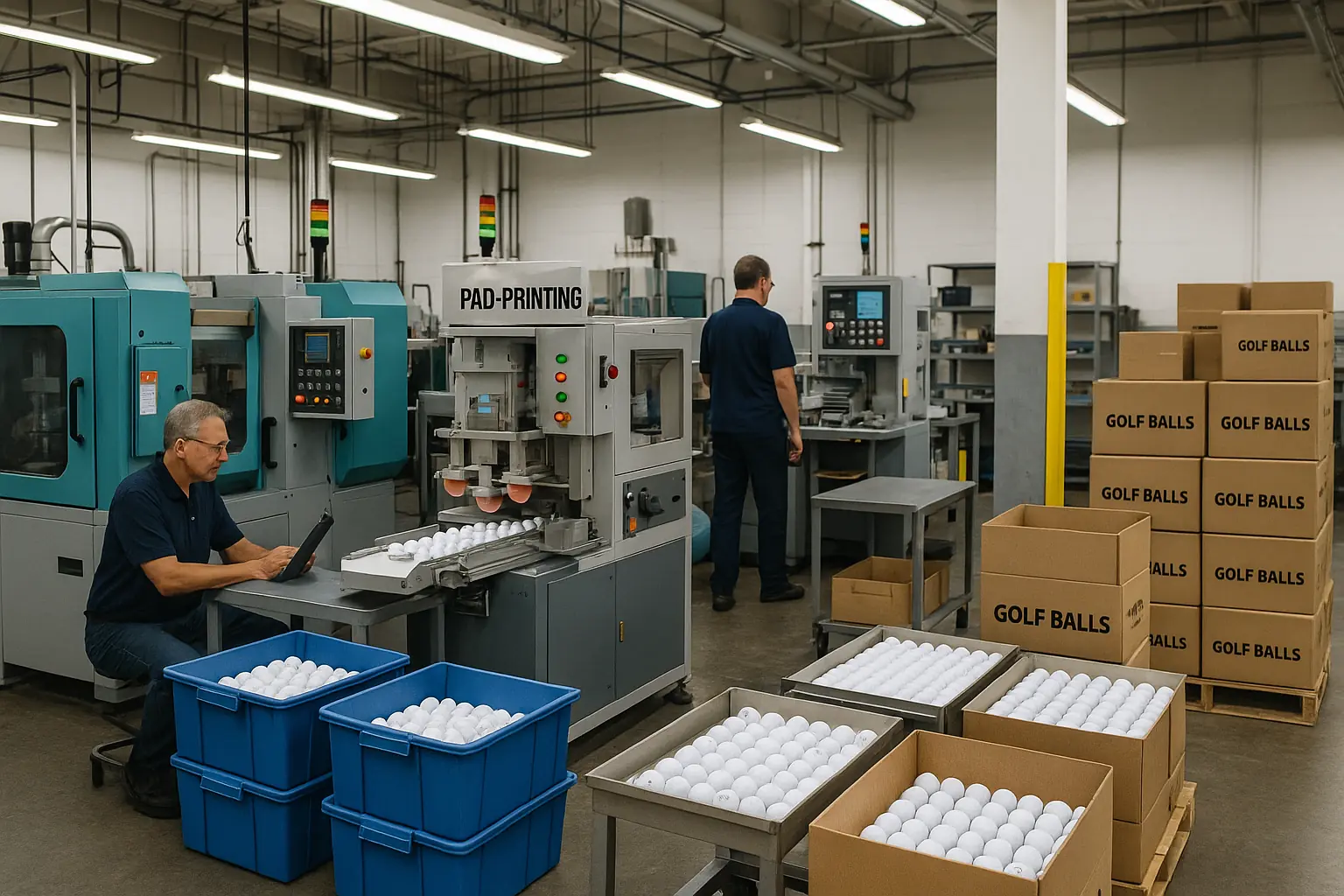 Custom golf balls OEM factory pad printing custom logo golf balls in factory production line for OEM wholesale orders