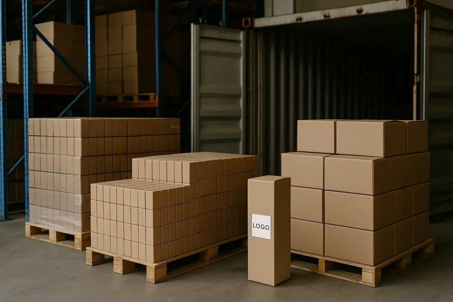 golf ball cartons export bulk golf ball packaging cartons on pallets ready for export from OEM manufacturer warehouse