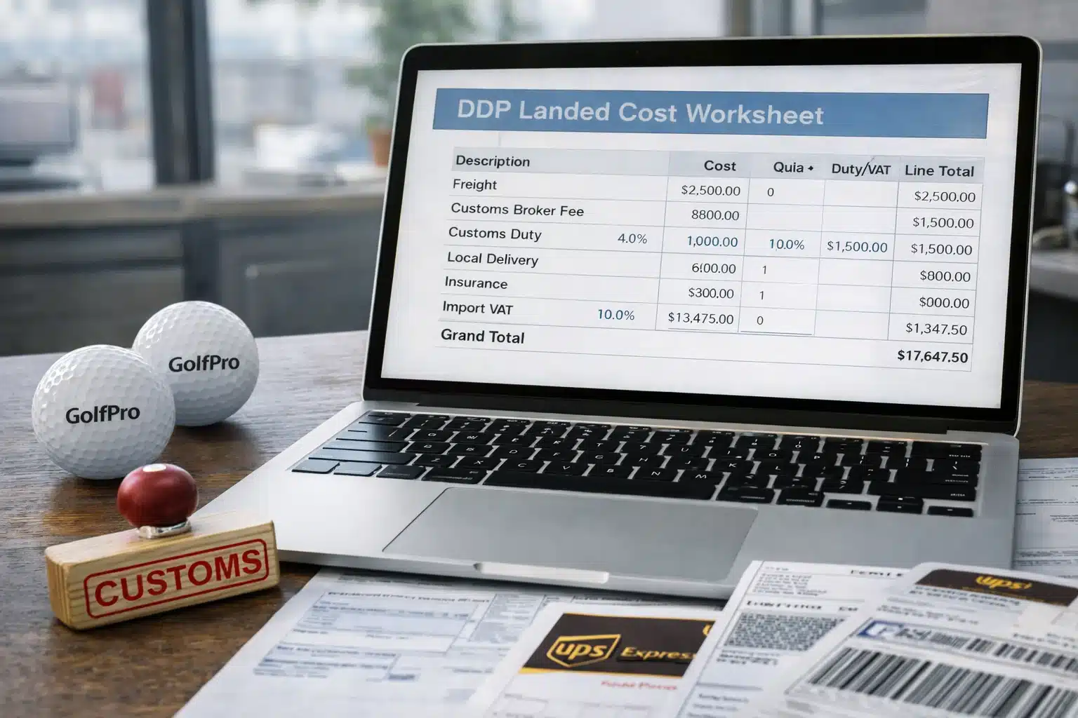 Golf balls export wholesale Branded golf balls by laptop landed-cost worksheet for export wholesale procurement