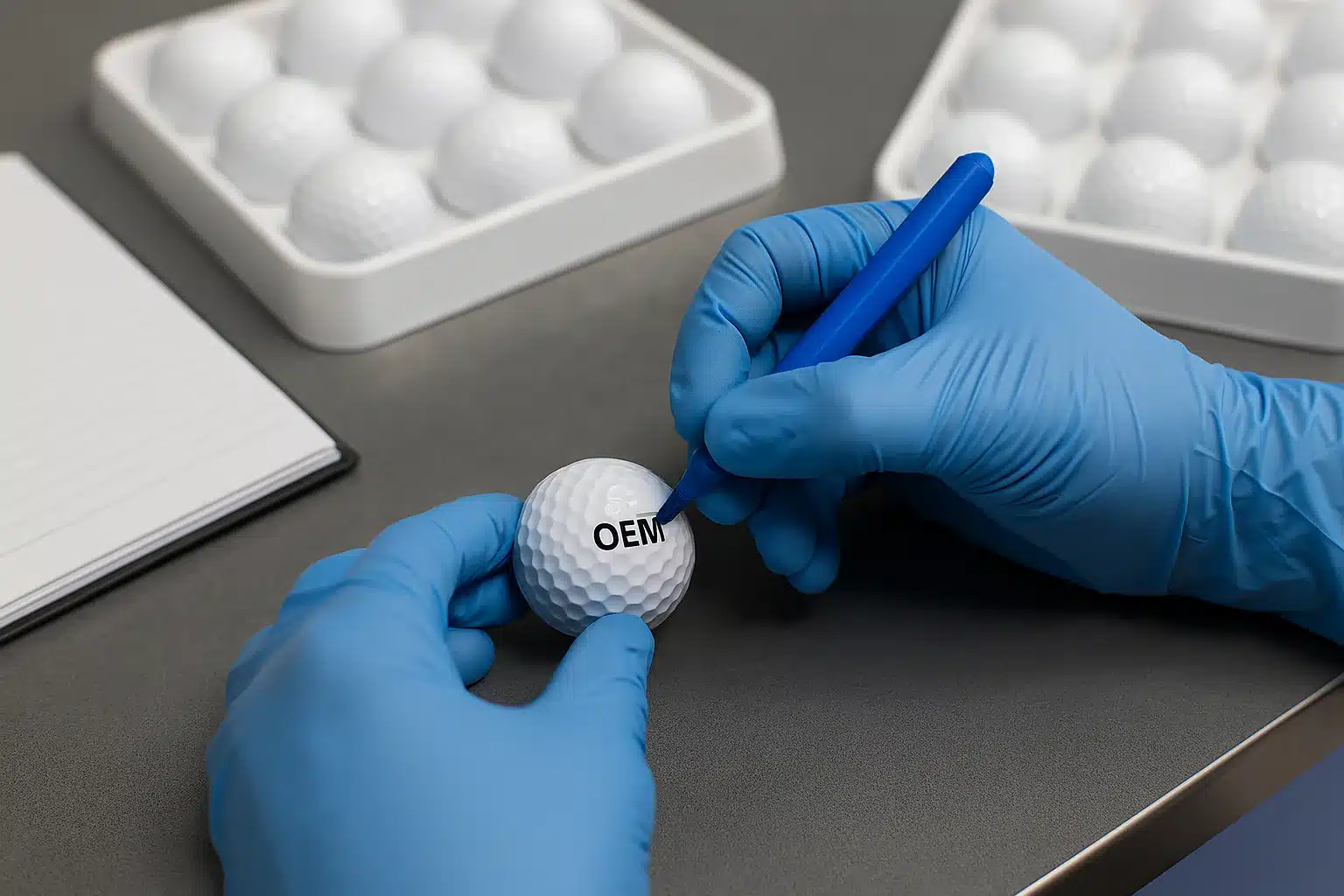 OEM golf ball quality control OEM golf ball logo scratch test by manufacturer for printed quality control checks