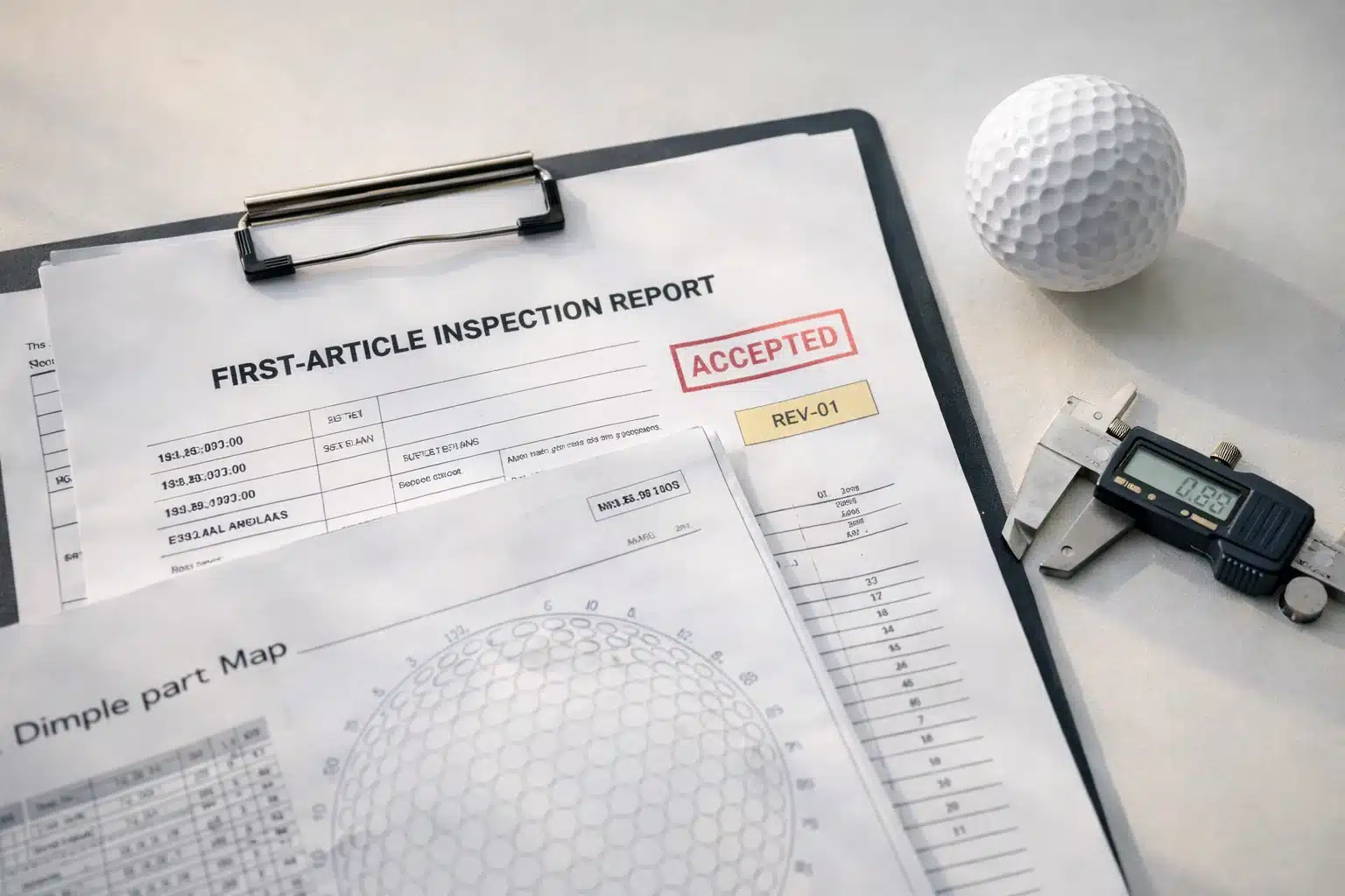 Golf Ball OEM Quality Control golf ball inspection report accepted with caliper for OEM manufacturer quality control