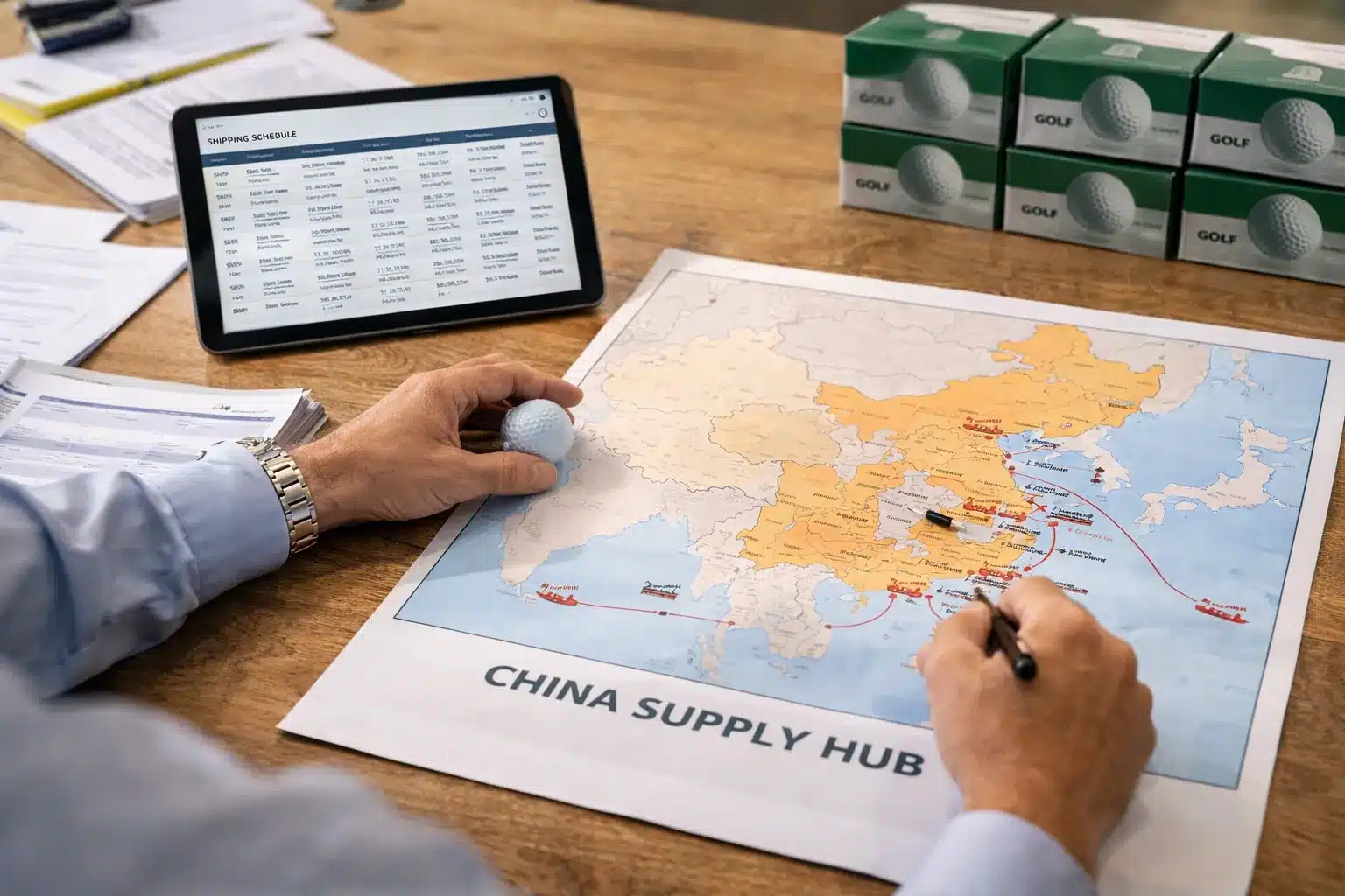 OEM Golf Balls Export OEM golf balls supply map for export shipping planning and wholesale orders