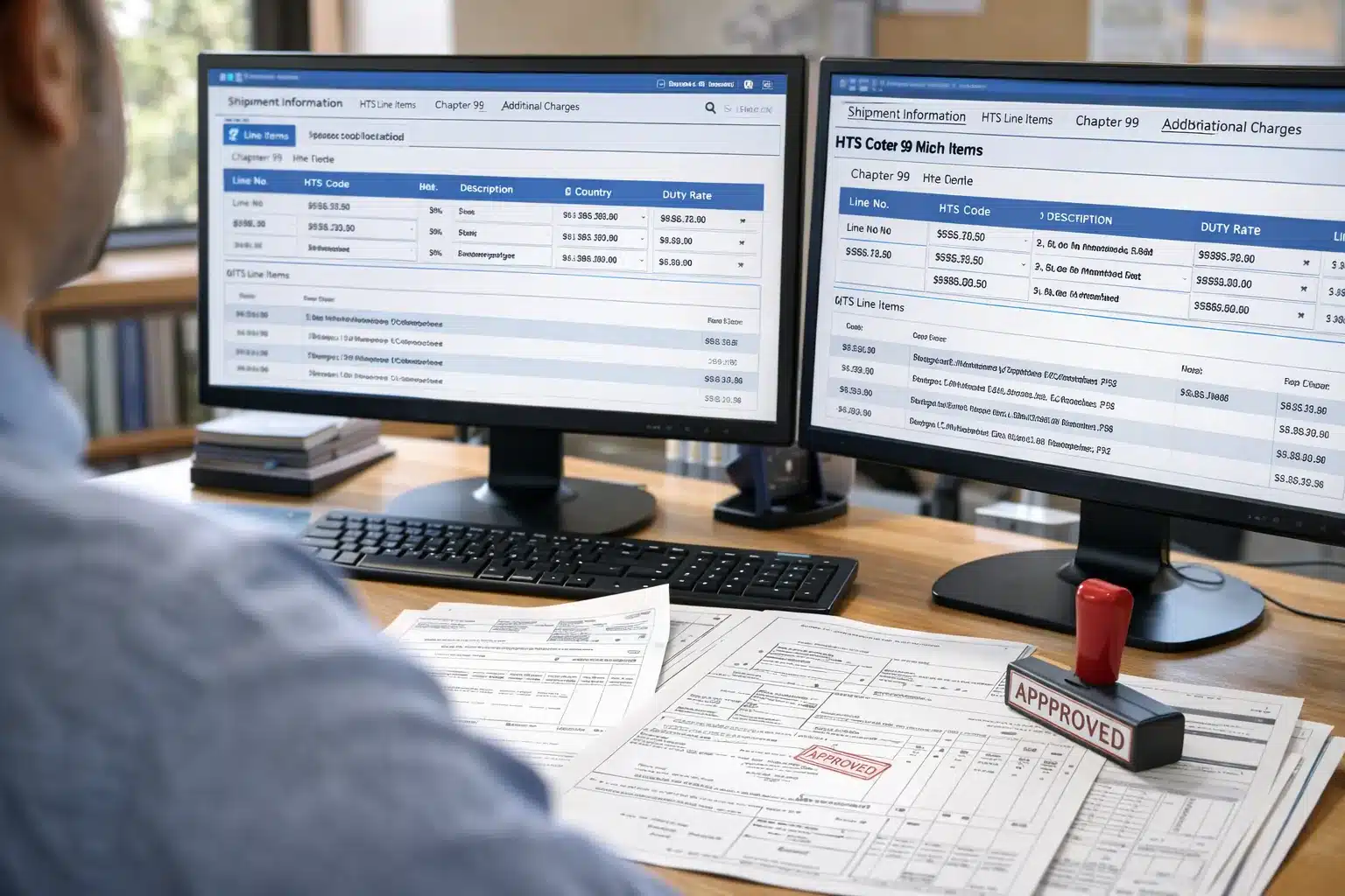 Golf Balls Export Approval golf ball export documents on dual monitors for wholesale buyers and OEM shipment approval