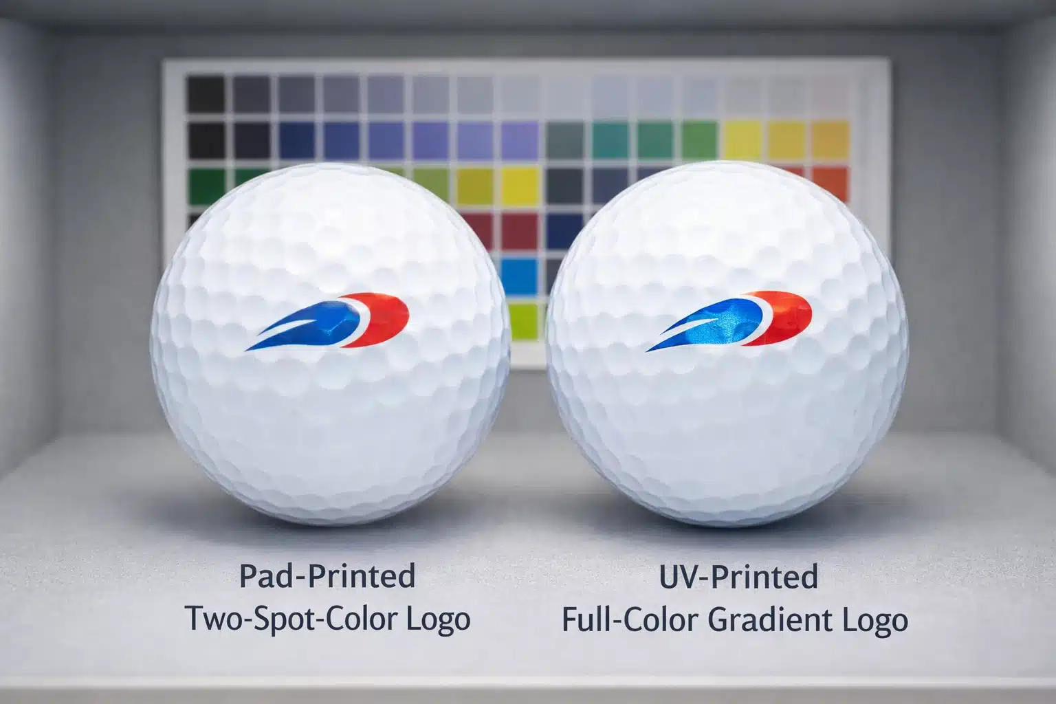Printed Golf Balls OEM Pad and UV printed golf balls with logo, OEM wholesale branding comparison