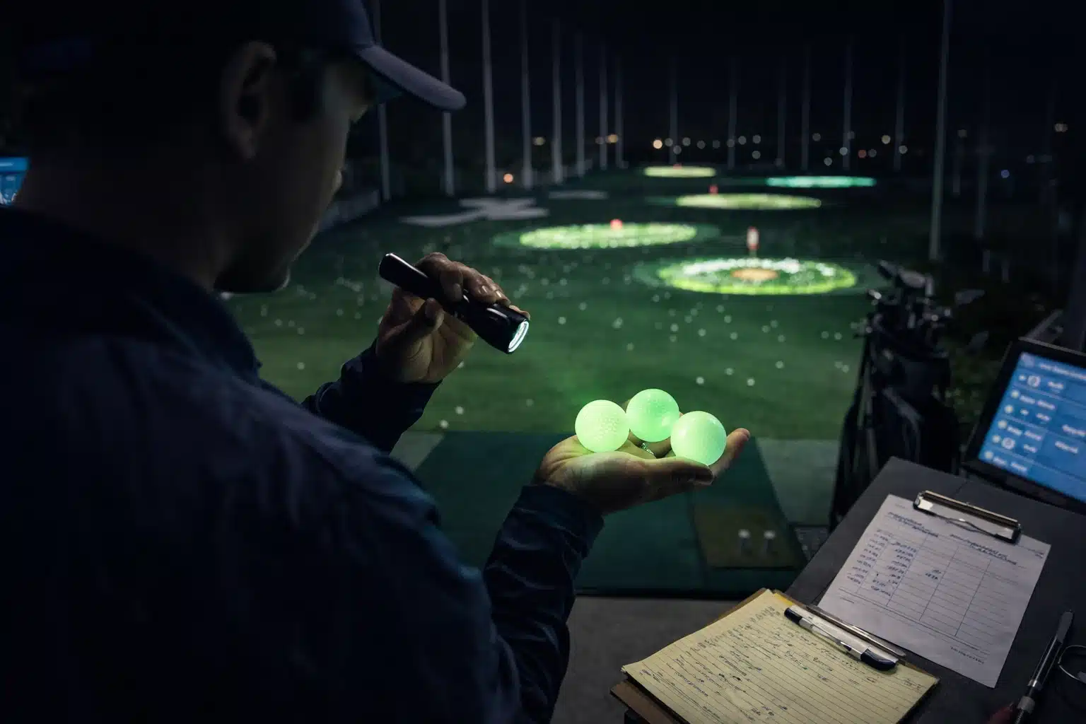 glow golf balls quality control glow golf balls inspected at night driving range for quality control and golf training