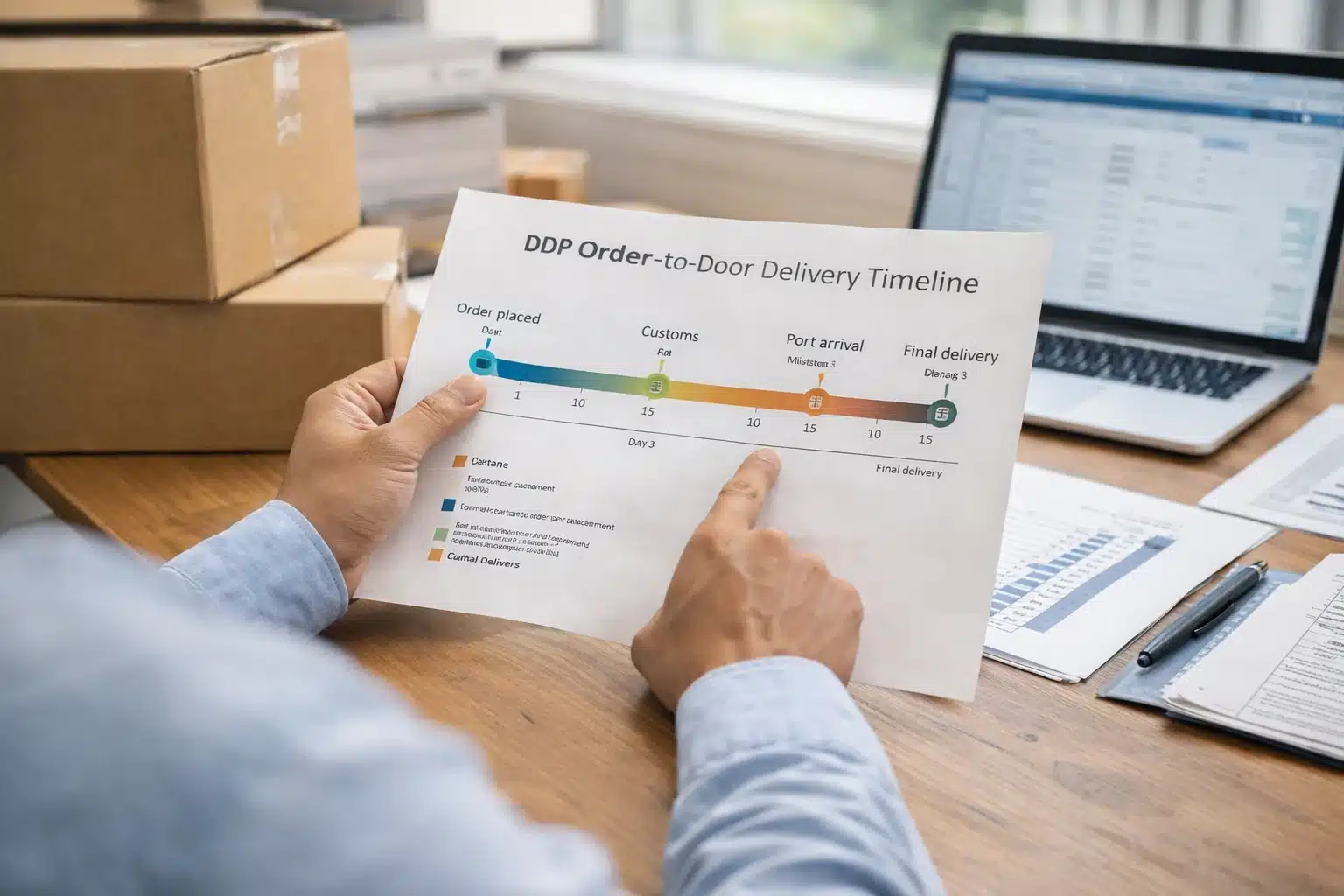 Golf Ball Export Timeline golf ball delivery timeline document with cartons for export B2B buyers
