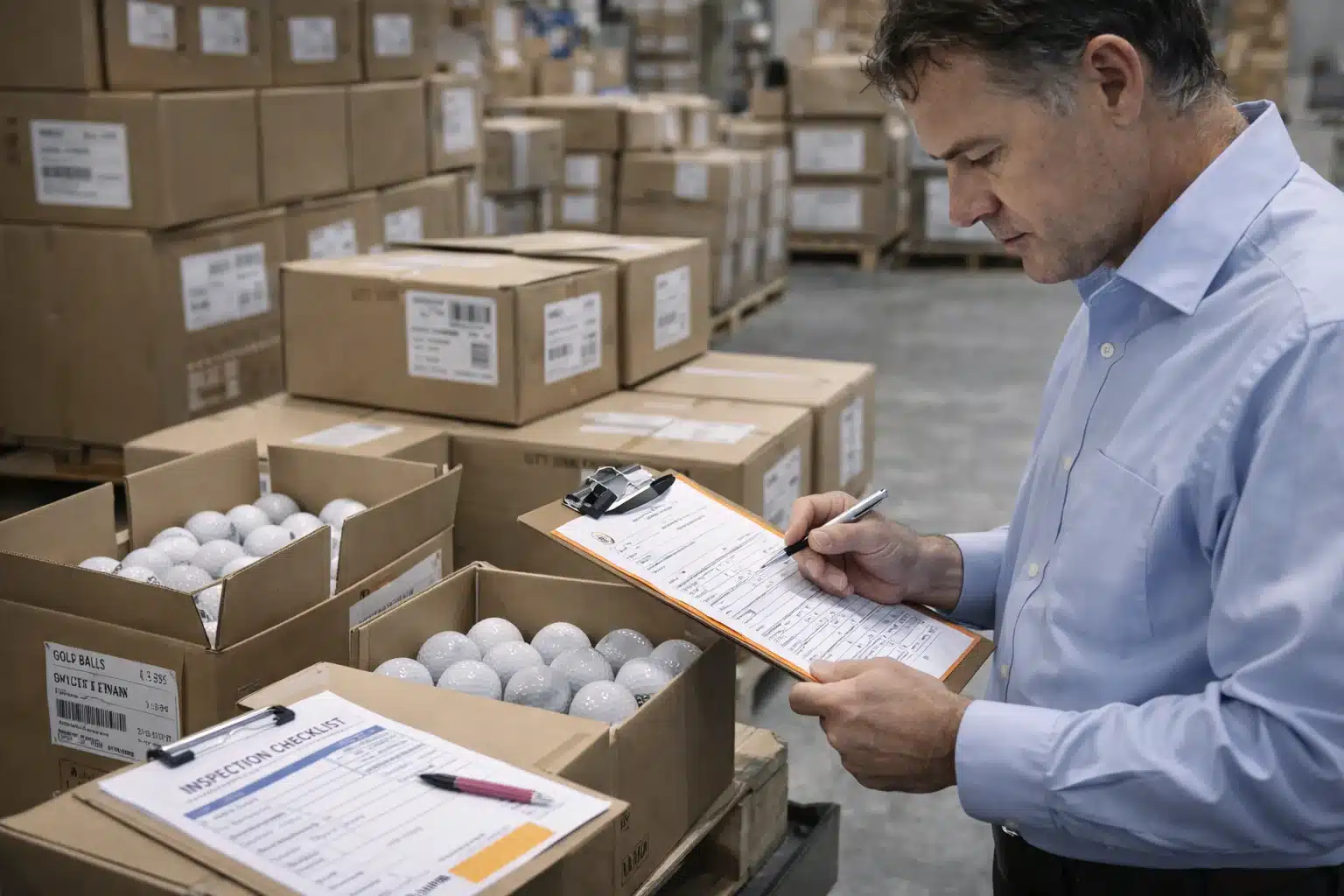 Golf balls export inspection Bulk golf balls in warehouse inspection for wholesale export quality control