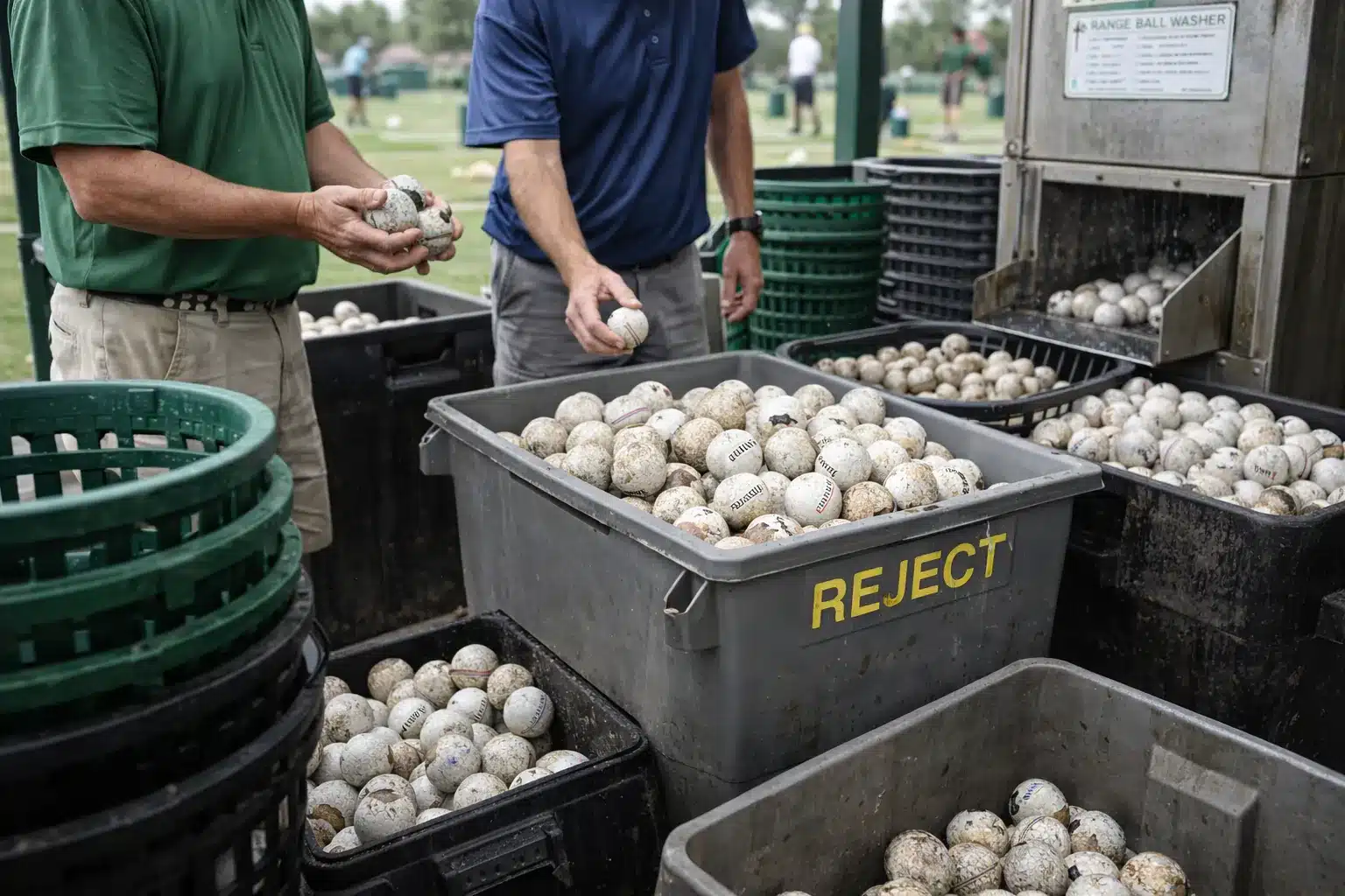 range balls quality control range golf balls sorting at washer station for bulk quality control