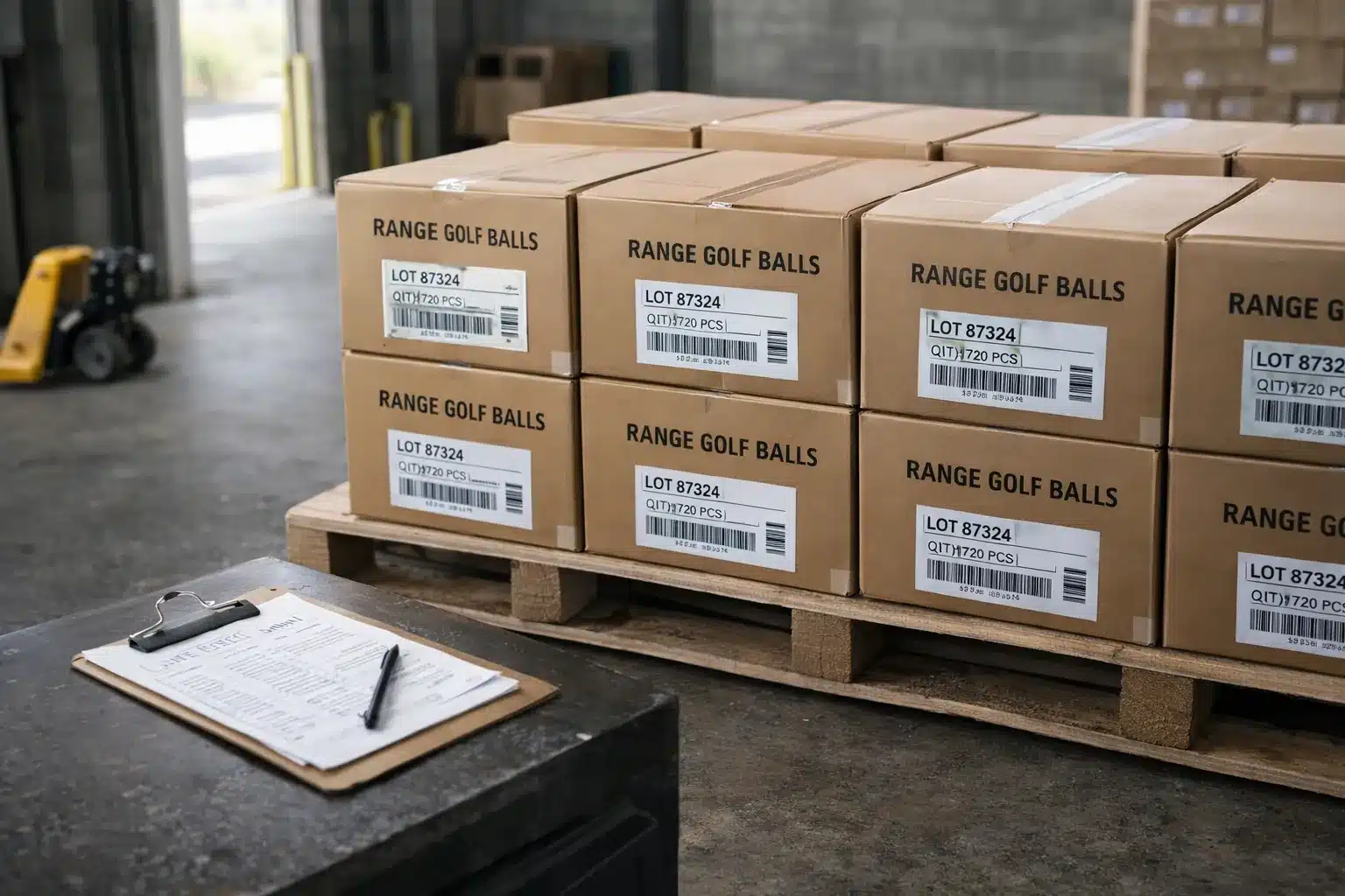 range golf balls export range golf ball cartons on warehouse pallet for bulk export wholesale orders