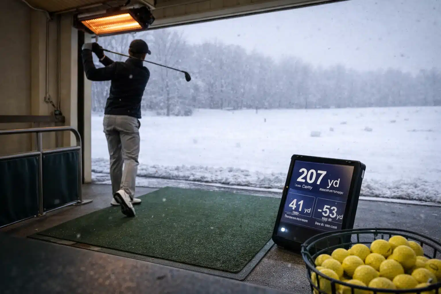 range golf balls wholesale range golf balls with golfer at winter driving bay for golf training and wholesale