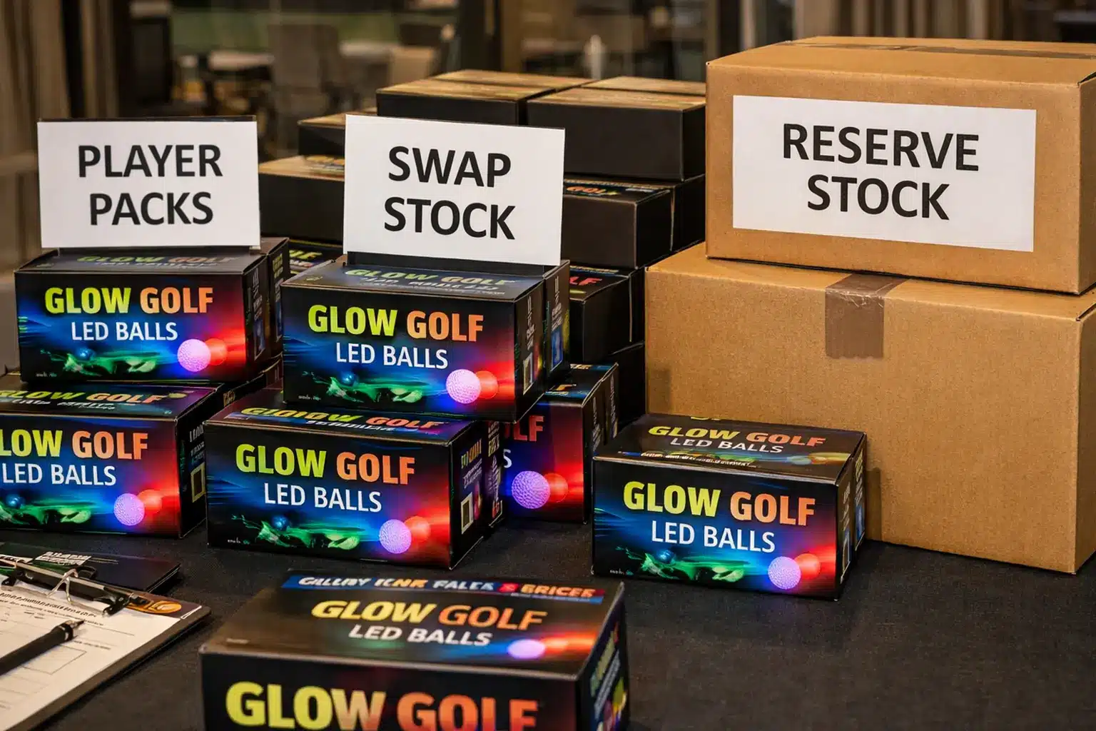 LED golf balls wholesale glow golf LED ball boxes with stock signs for wholesale export orders