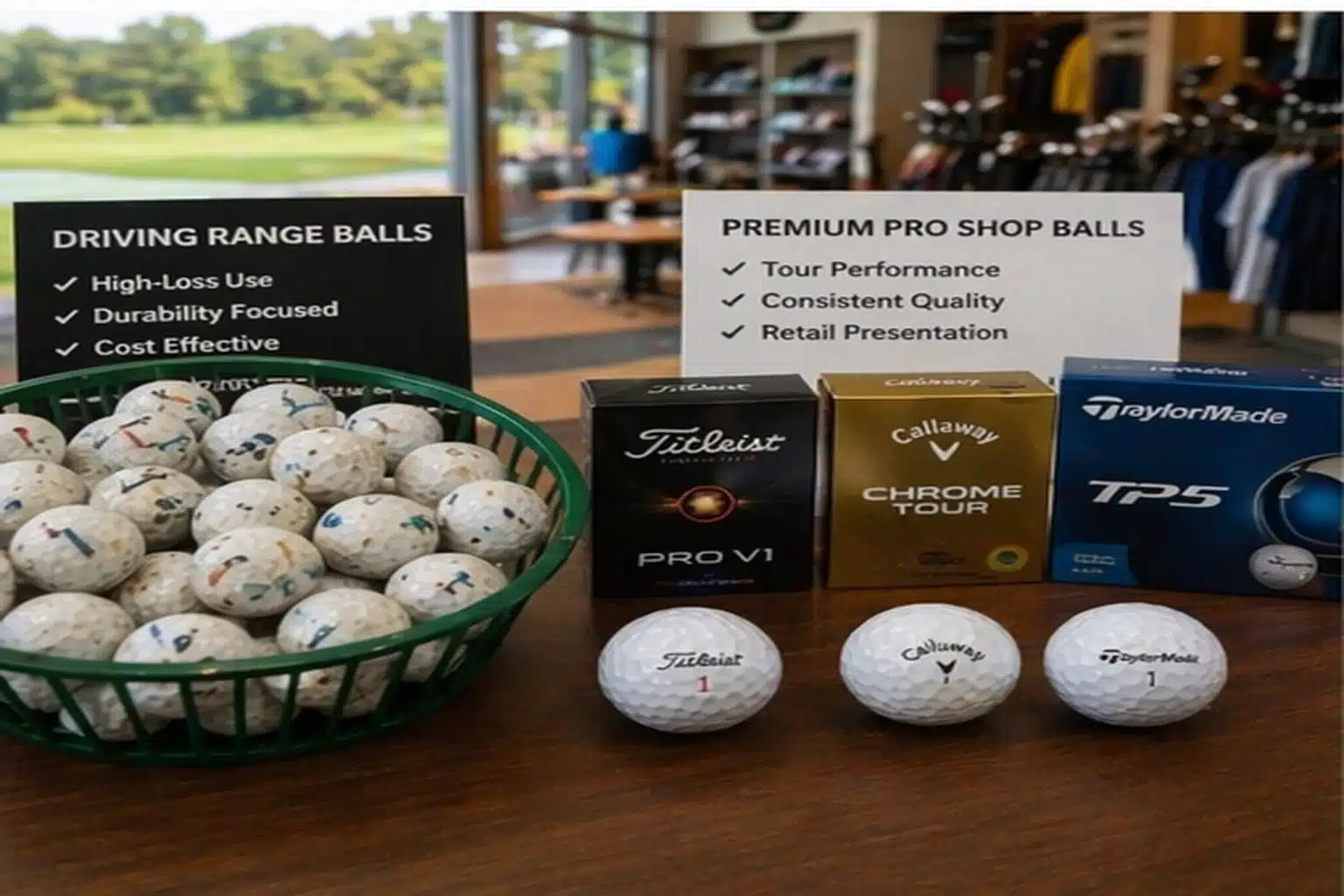 golf balls for B2B golf balls in driving range and pro shop display for golf training buyers