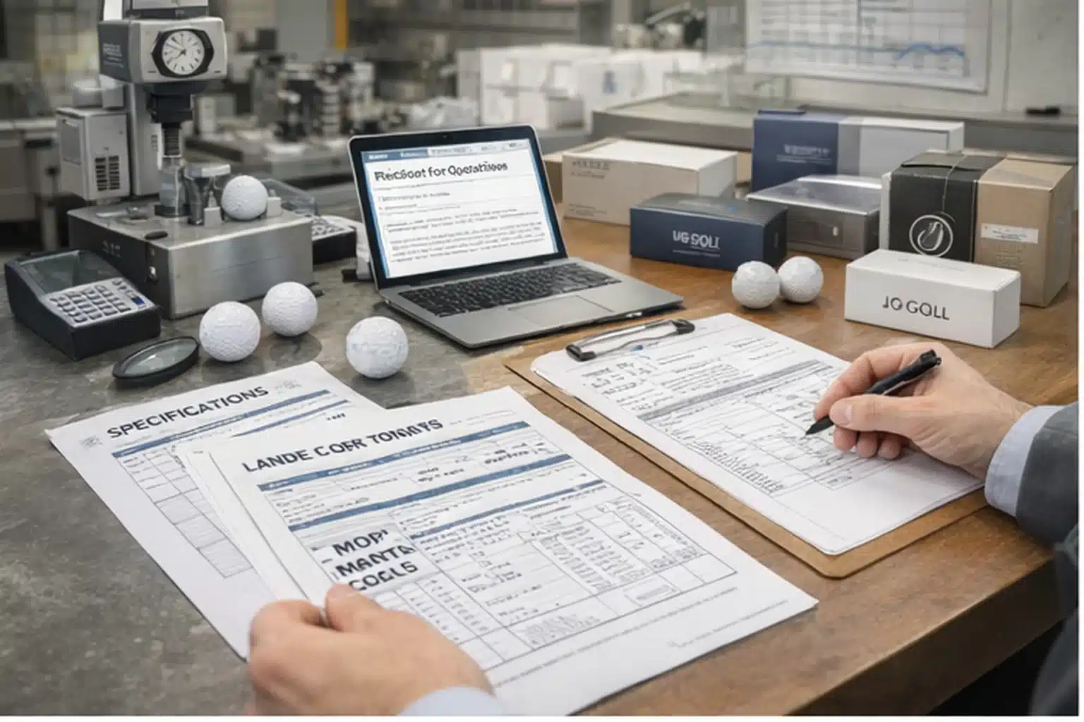 golf balls OEM testing golf balls with testing equipment and specification sheets for OEM manufacturer review