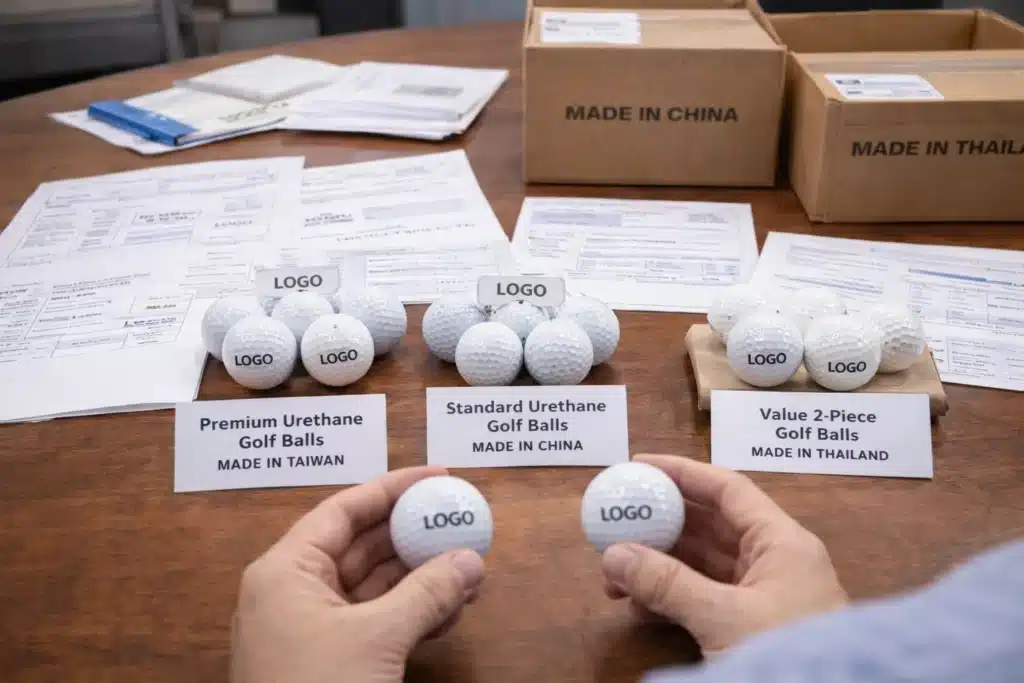 printed golf ball options with origin comparison and sourcing documents for OEM export