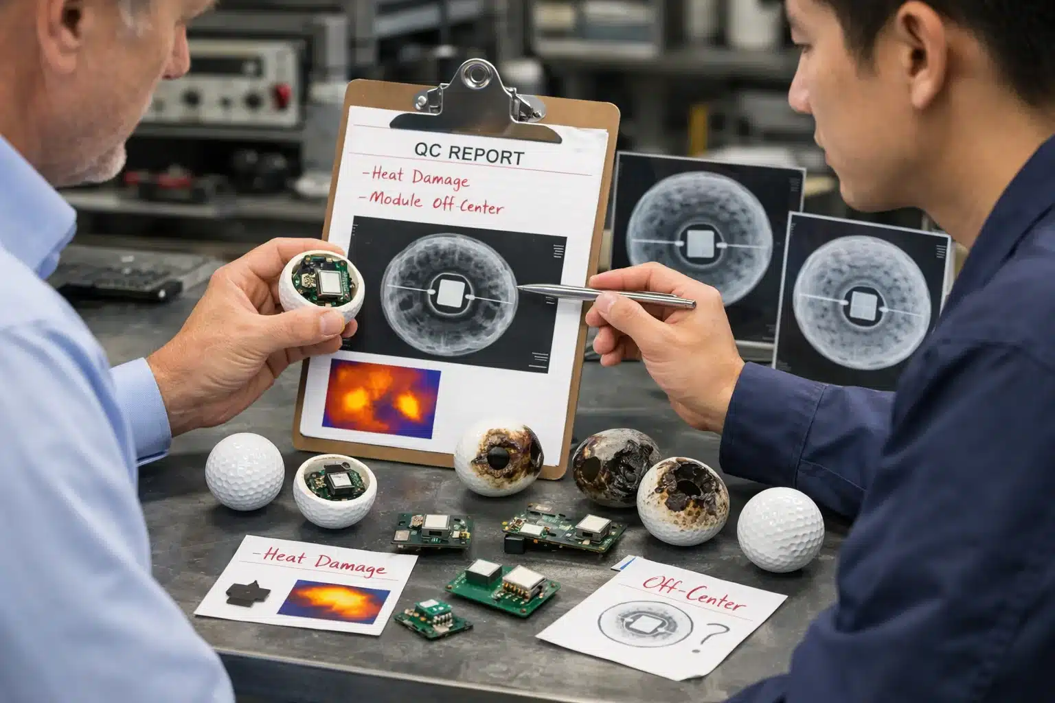 smart golf ball quality control smart golf ball failure analysis with x-ray reports for factory quality control
