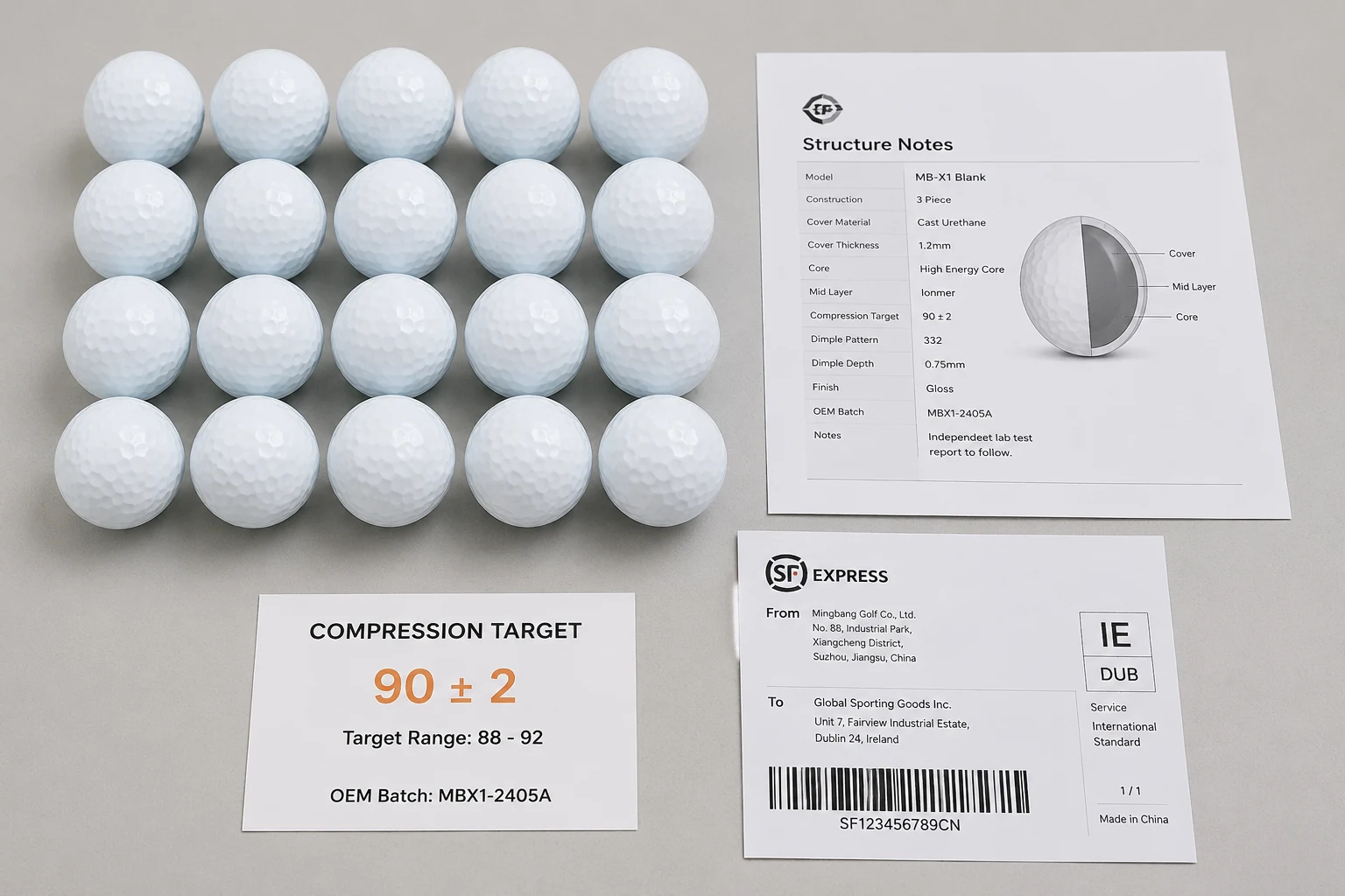 OEM Golf Balls Export OEM blank golf balls with compression target for export quality control
